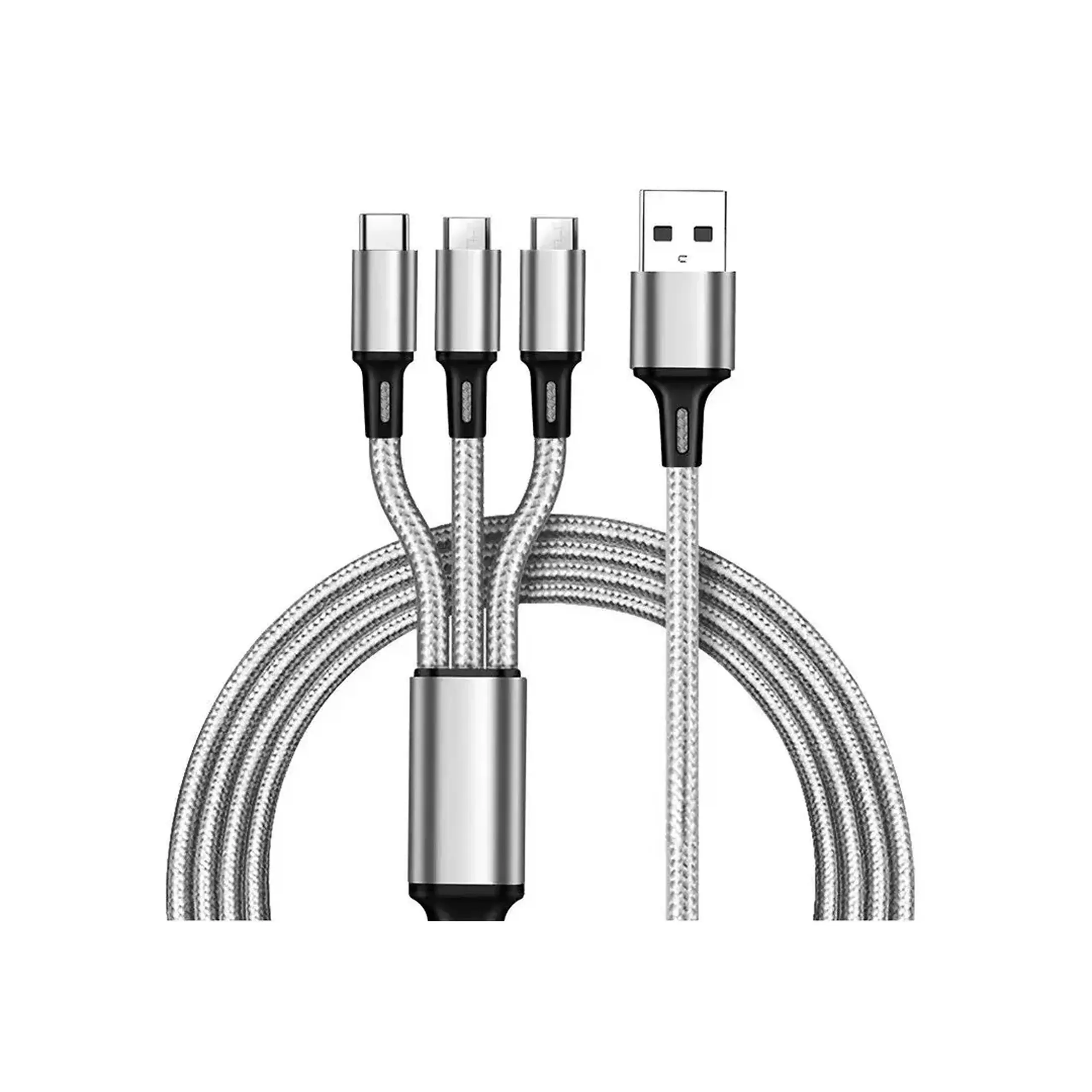 Cablu 3 în 1 + încărcător G57-11 12 - 24 V USB + Type C + Lightning 4.8 A Pugan