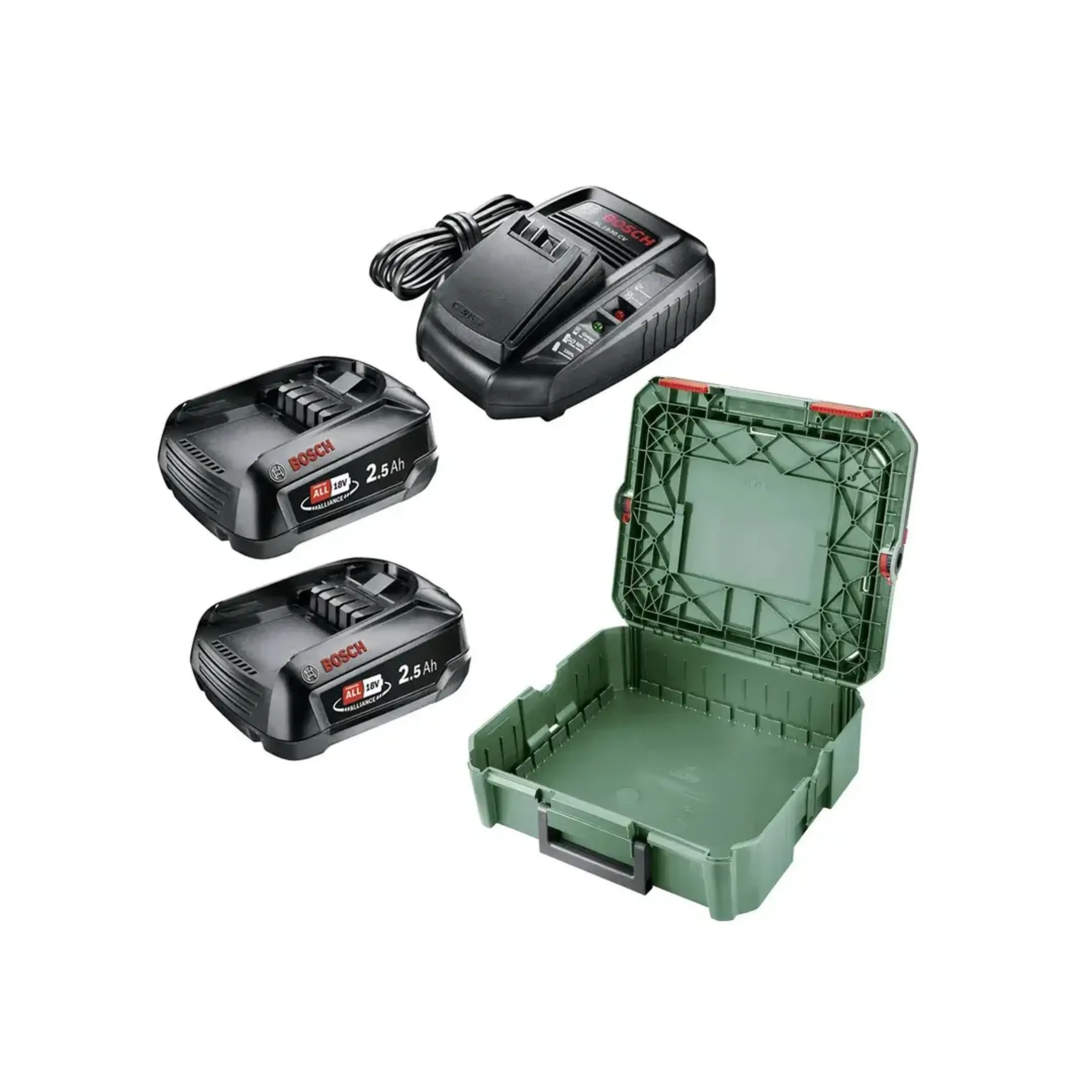 Set încărcător + 2 acumulatoare 2 x 2.5 Ah (Li-ion) 18 V Li-ion Bosch