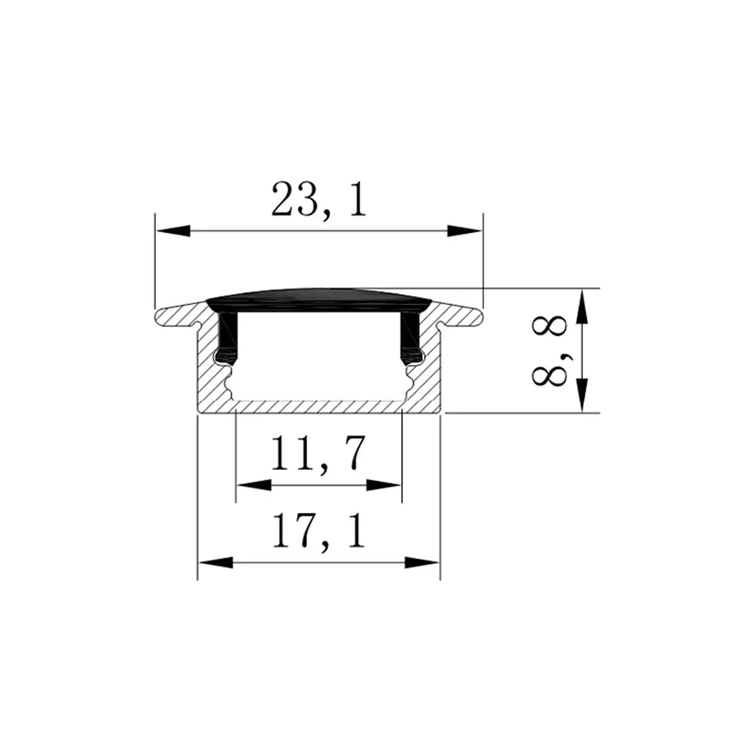Profil din aluminiu cu dispersor HL-BAPL001 23.1 x 8.8 x 3000 mm Elmos