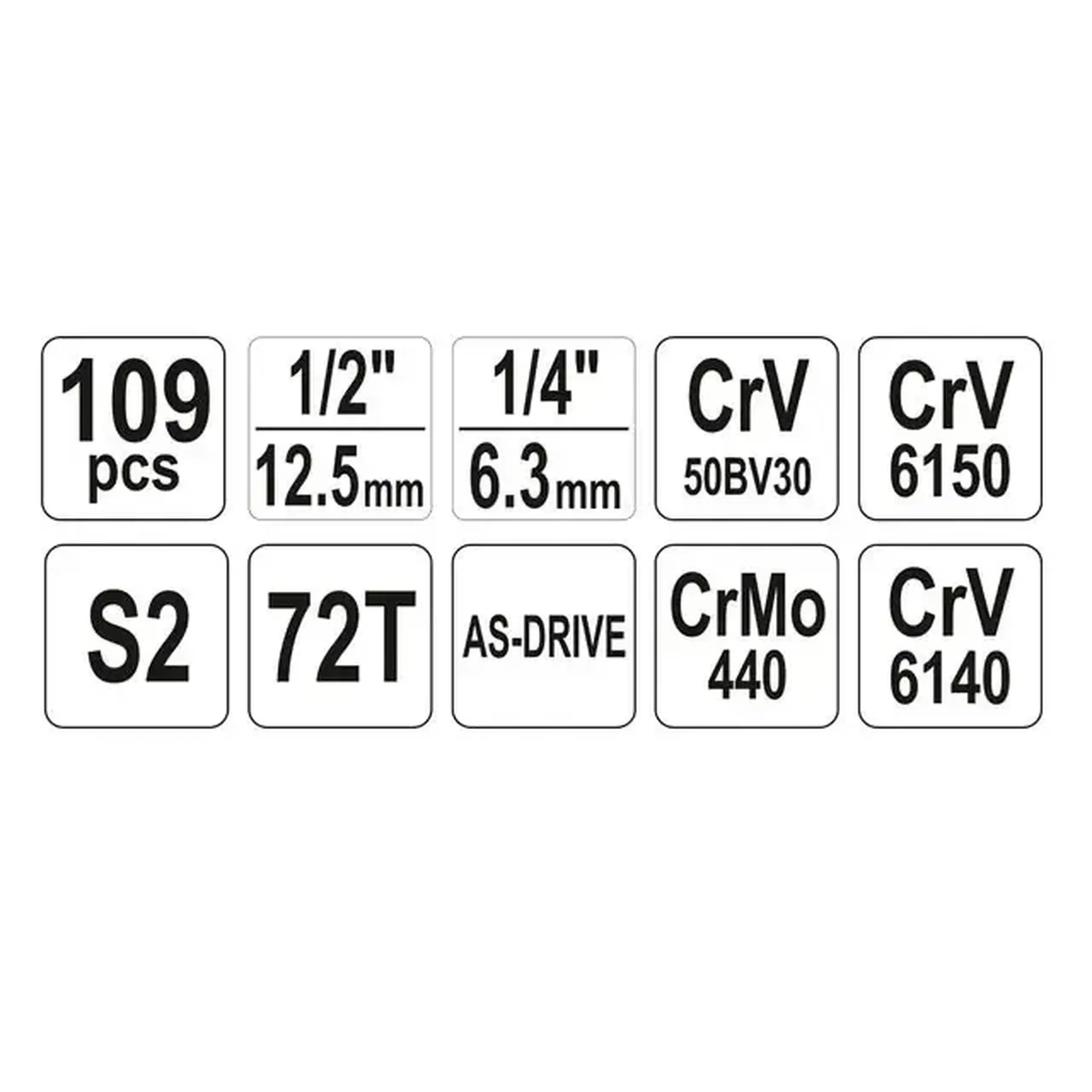 Set de instrumente 38891 1/2, 1/4, 3/8" 109 Yato