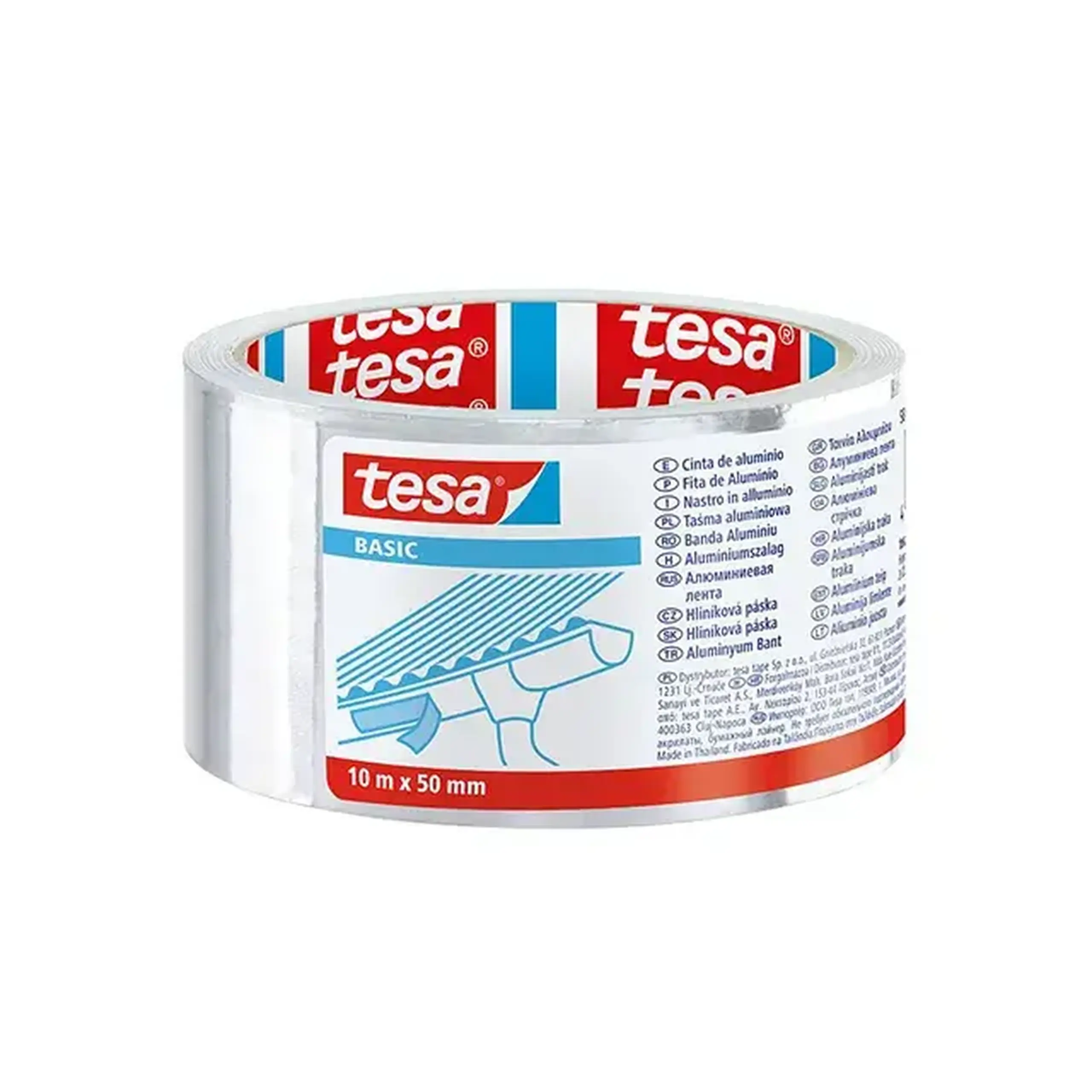 Bandă adezivă Tesa Basic 10 x 50 mm aluminiu