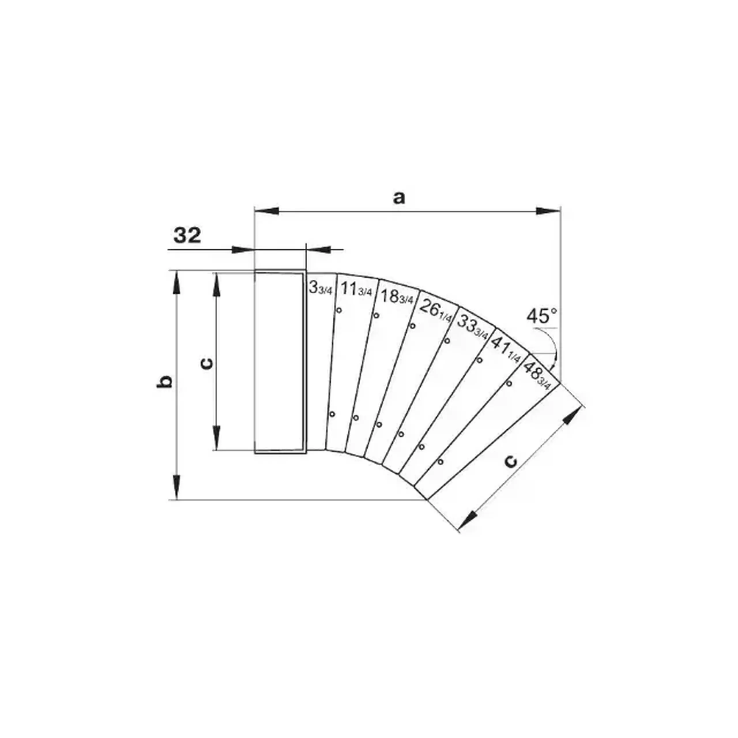 Conector de aeroduct Ventika KO60-UNI 286 x 60 x 204 mm plastic alb