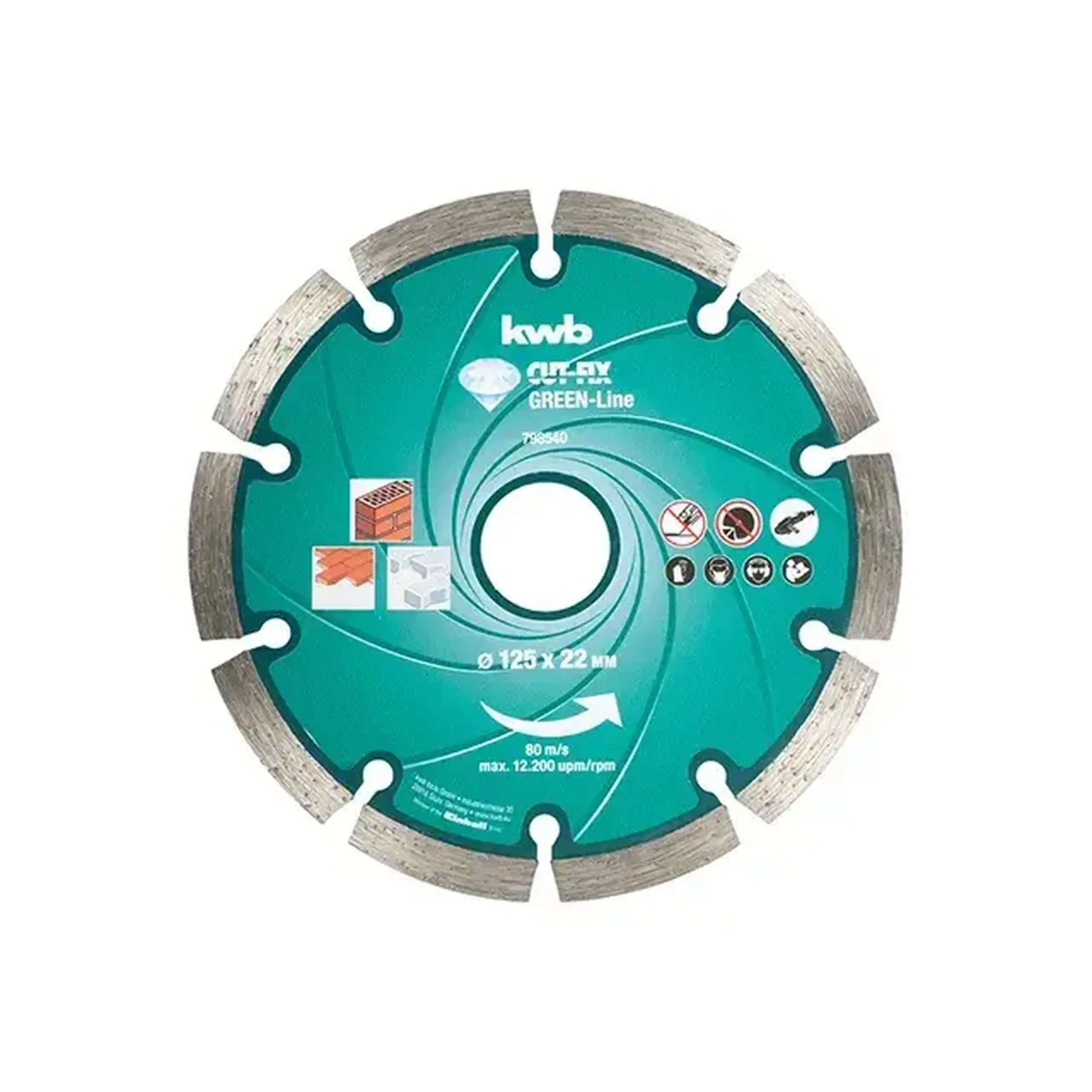 Disc diamantat segmentat pentru beton 125 * 22 mm KWB - Diametru 125 *
