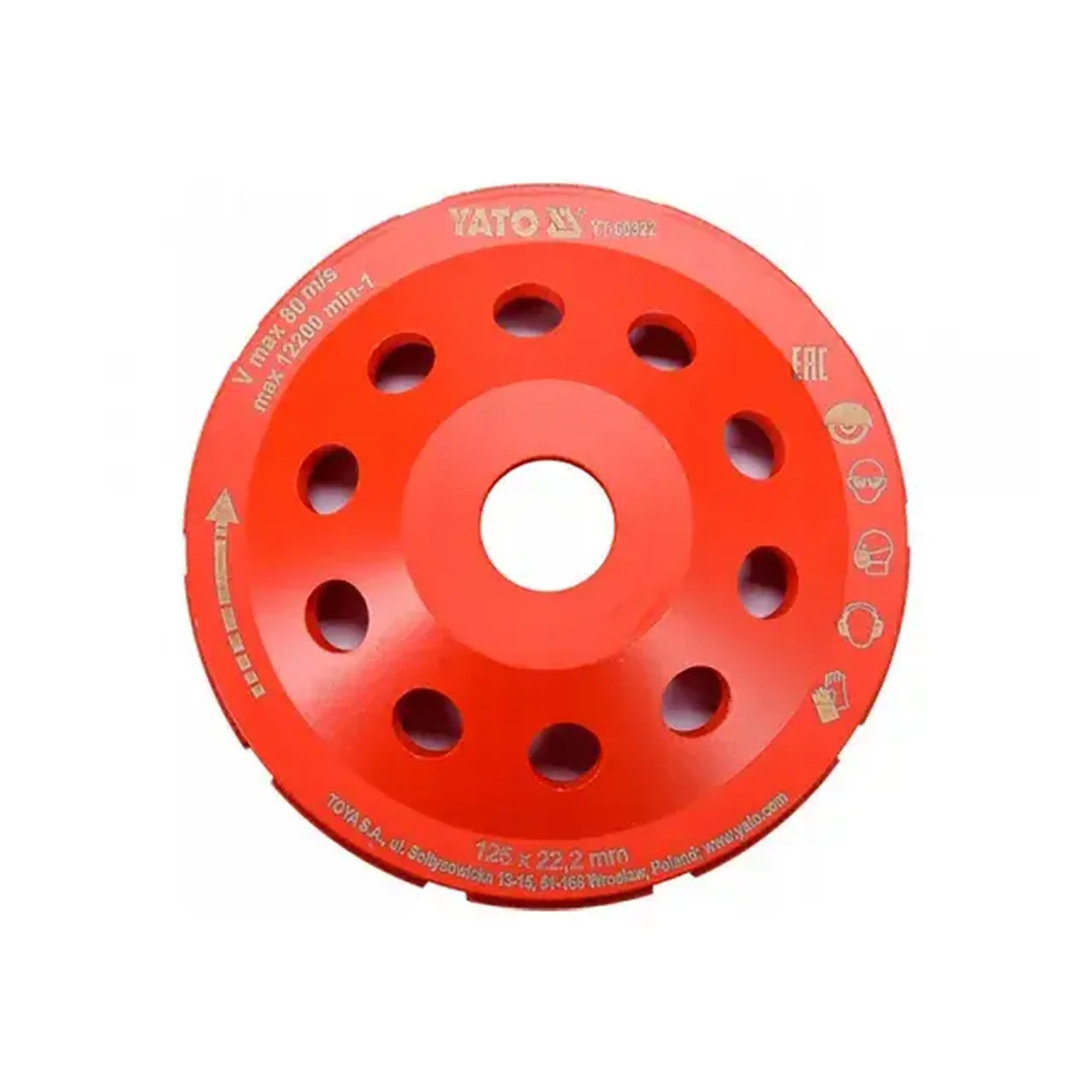 Disc oală diamantat pentru beton 125 * 22.2 mm (M14) Yato