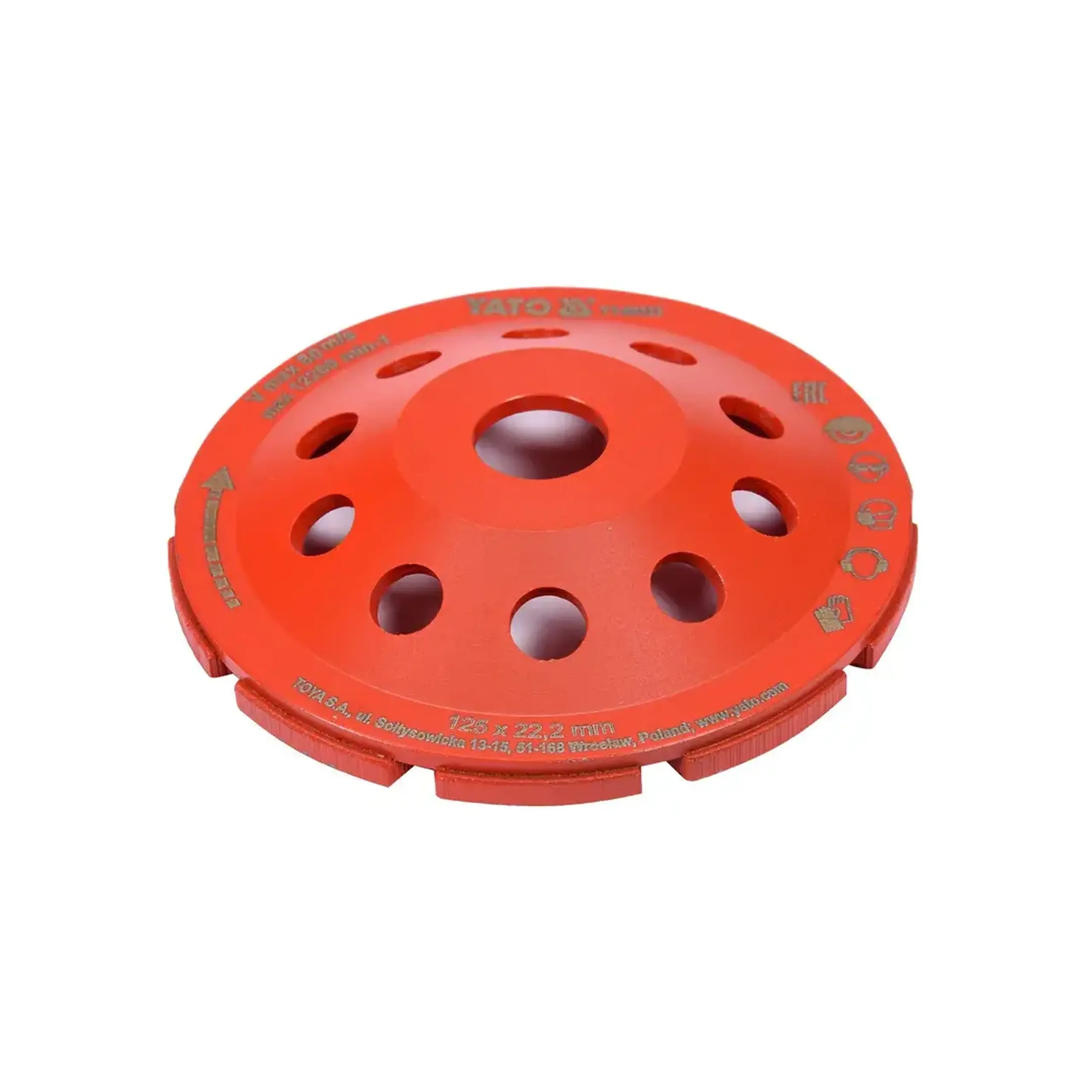 Disc oală diamantat pentru beton 125 * 22.2 mm (M14) Yato