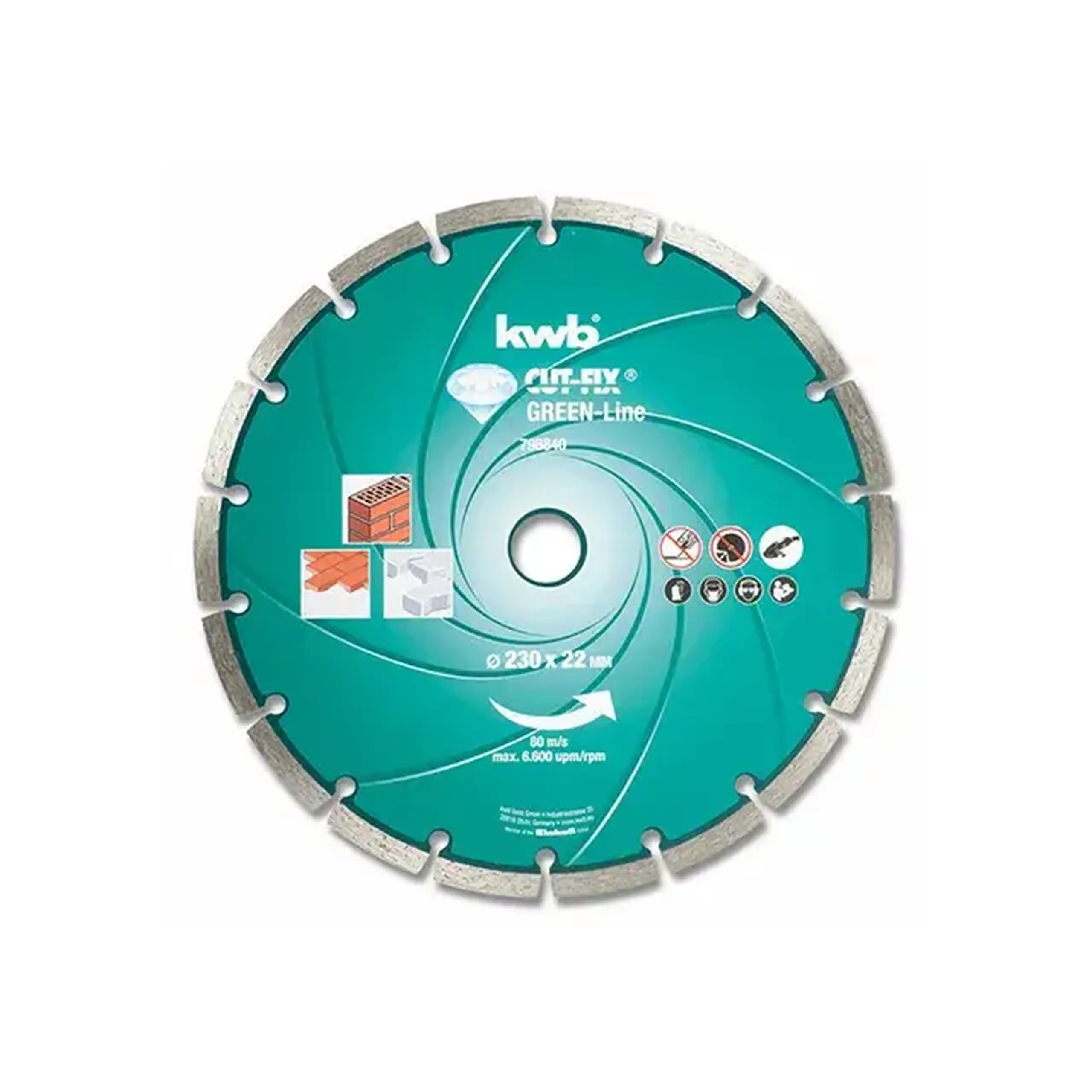 Disc diamantat segmentat pentru beton 125 * 22 mm KWB - Diametru 230 *