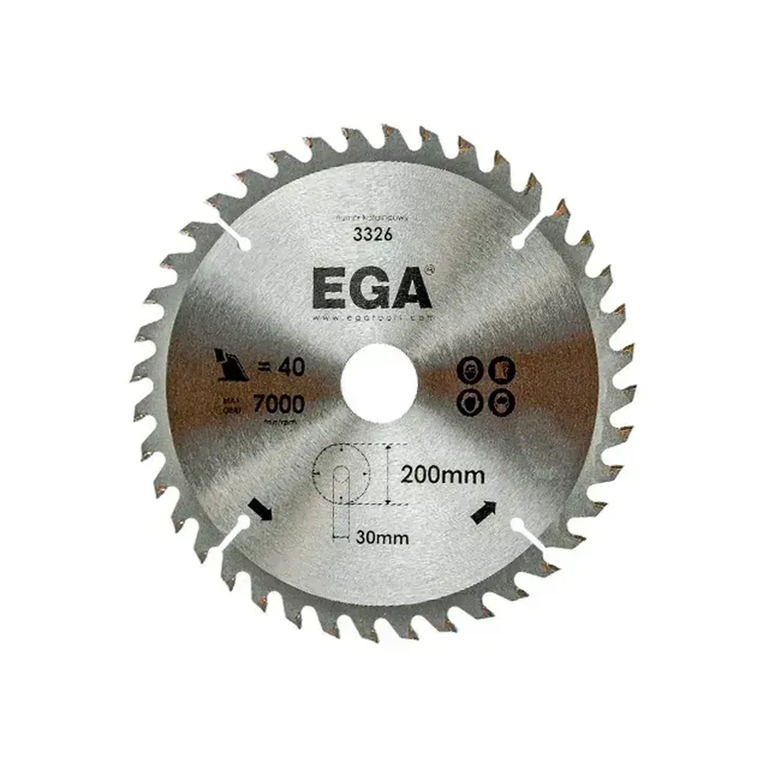 Disc de tăiat lemn 210 * 30 mm EGA - Numărul de dinți 40