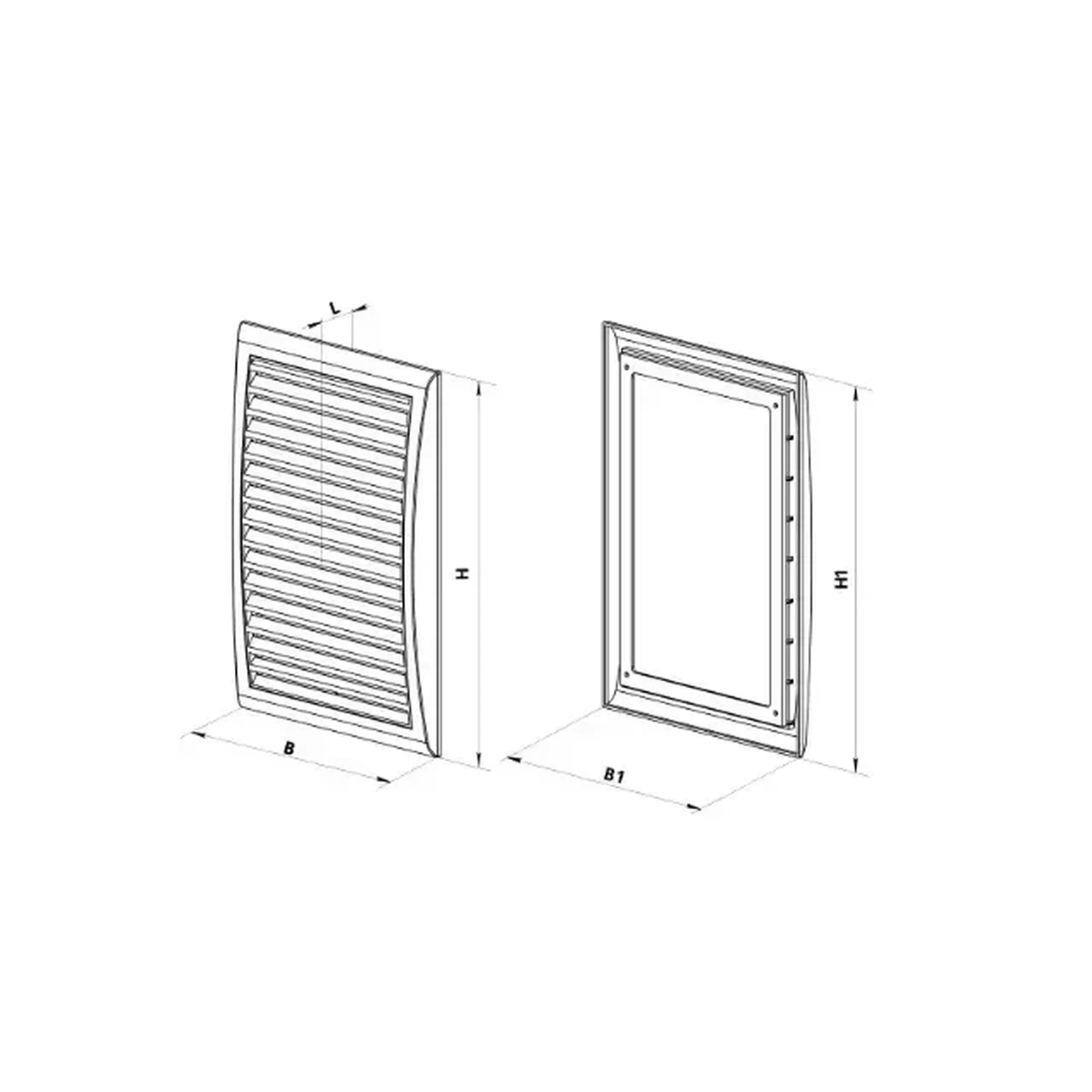 Grilaj de ventilare cu sită Ventika MW127 173 x 248 x 18 mm plastic alb