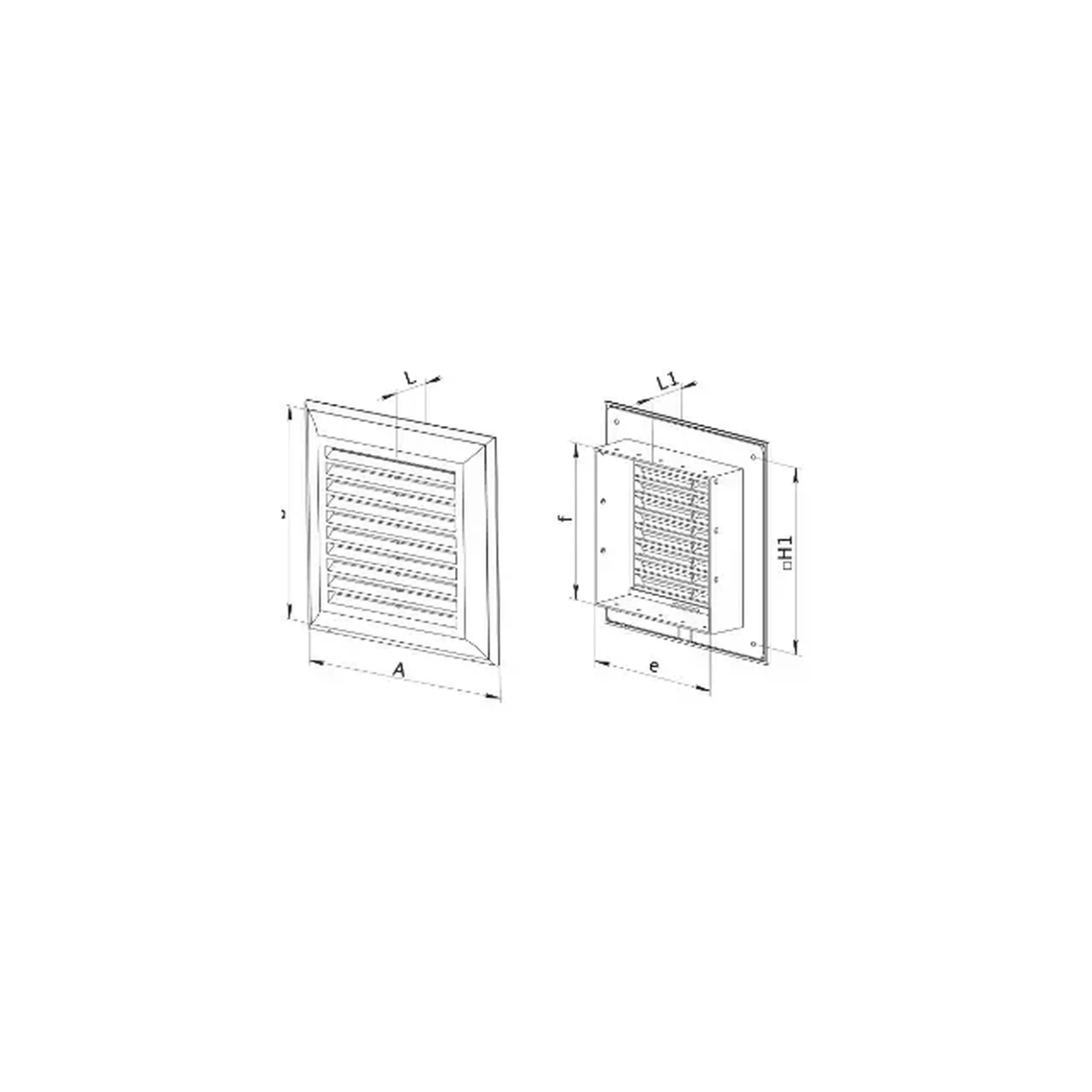 Grilaj de ventilare cu sită Ventika EL180 AR 180 x 180 x 138 x 138 mm plastic alb