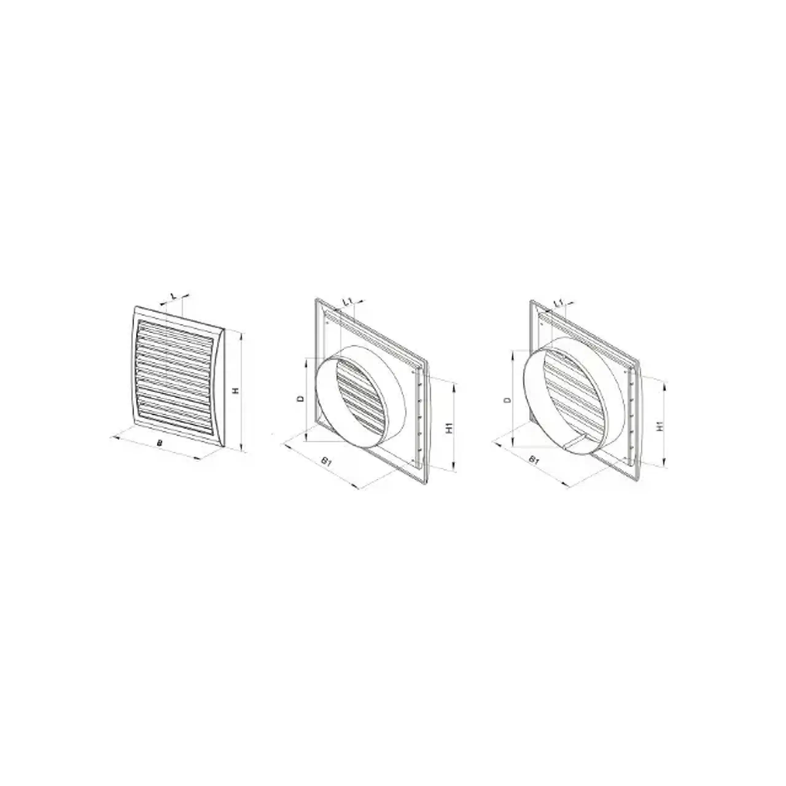 Grilaj de ventilare cu sită Ventika MW123K 150 193 x 188 x 18 mm plastic alb