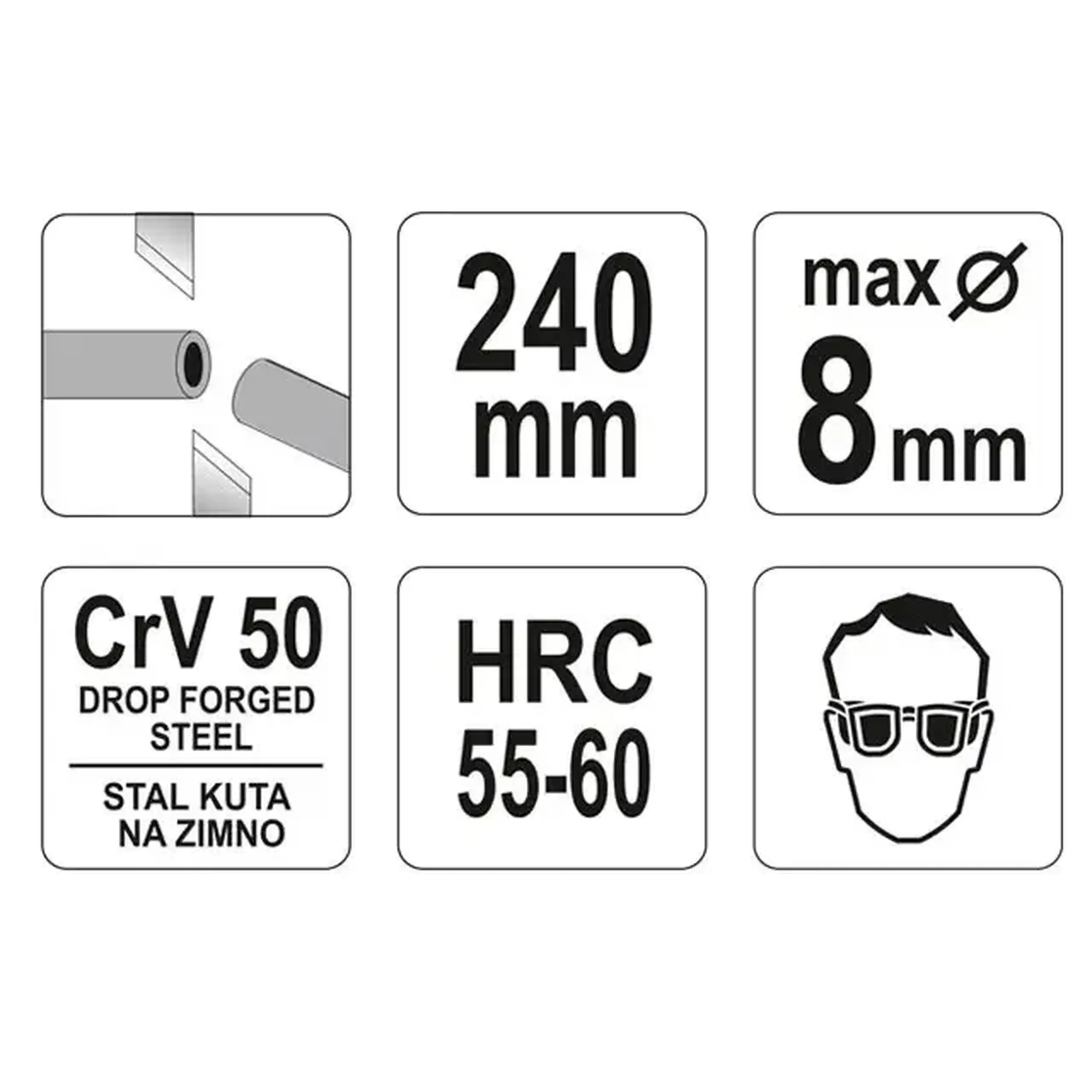 Clește tăietor pentru cabluri electrice 8 mm 240 mm Yato
