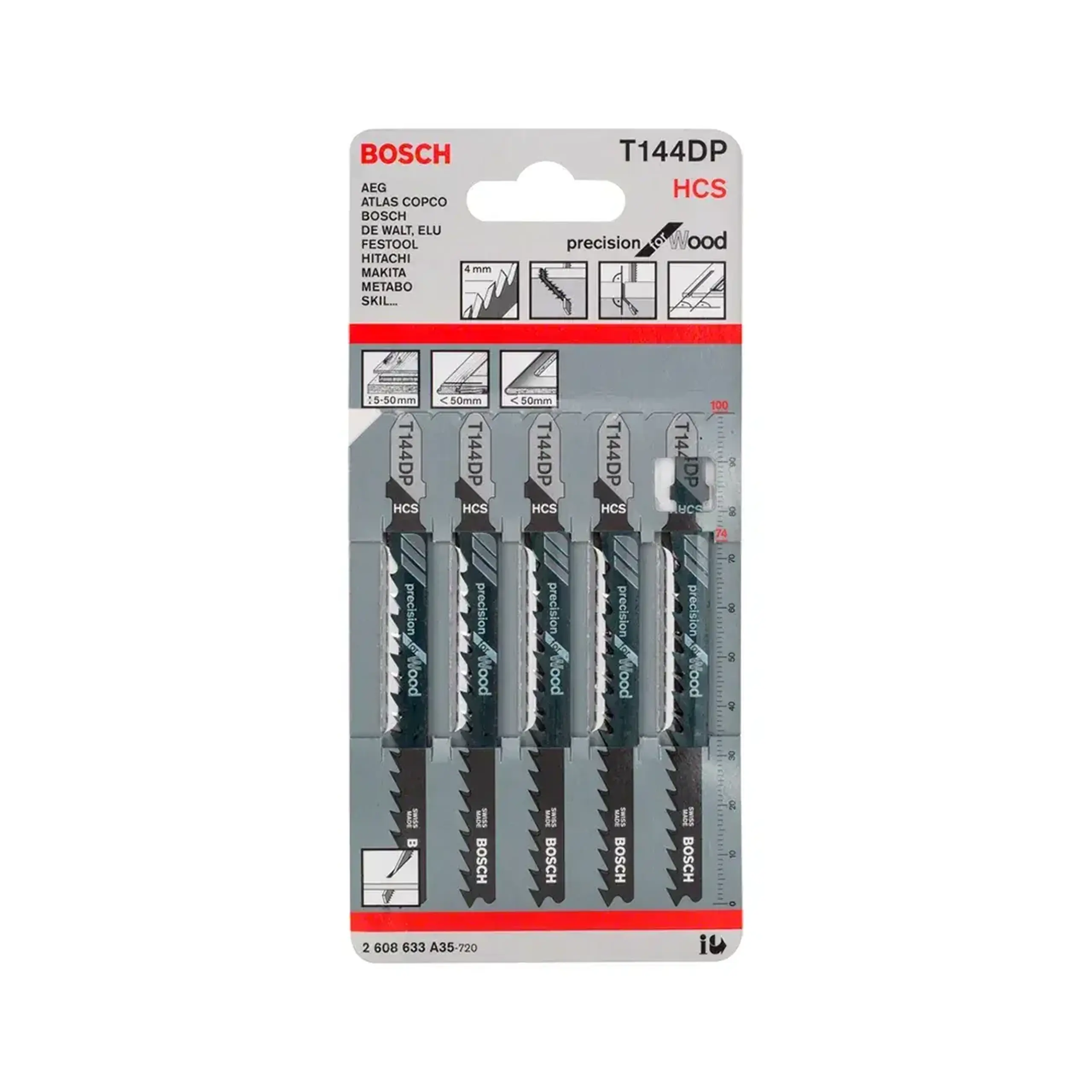 Set pânze pentru lemn pentru fierăstrau vertical (pendular) T144DP 100 mm 5 buc. Bosch