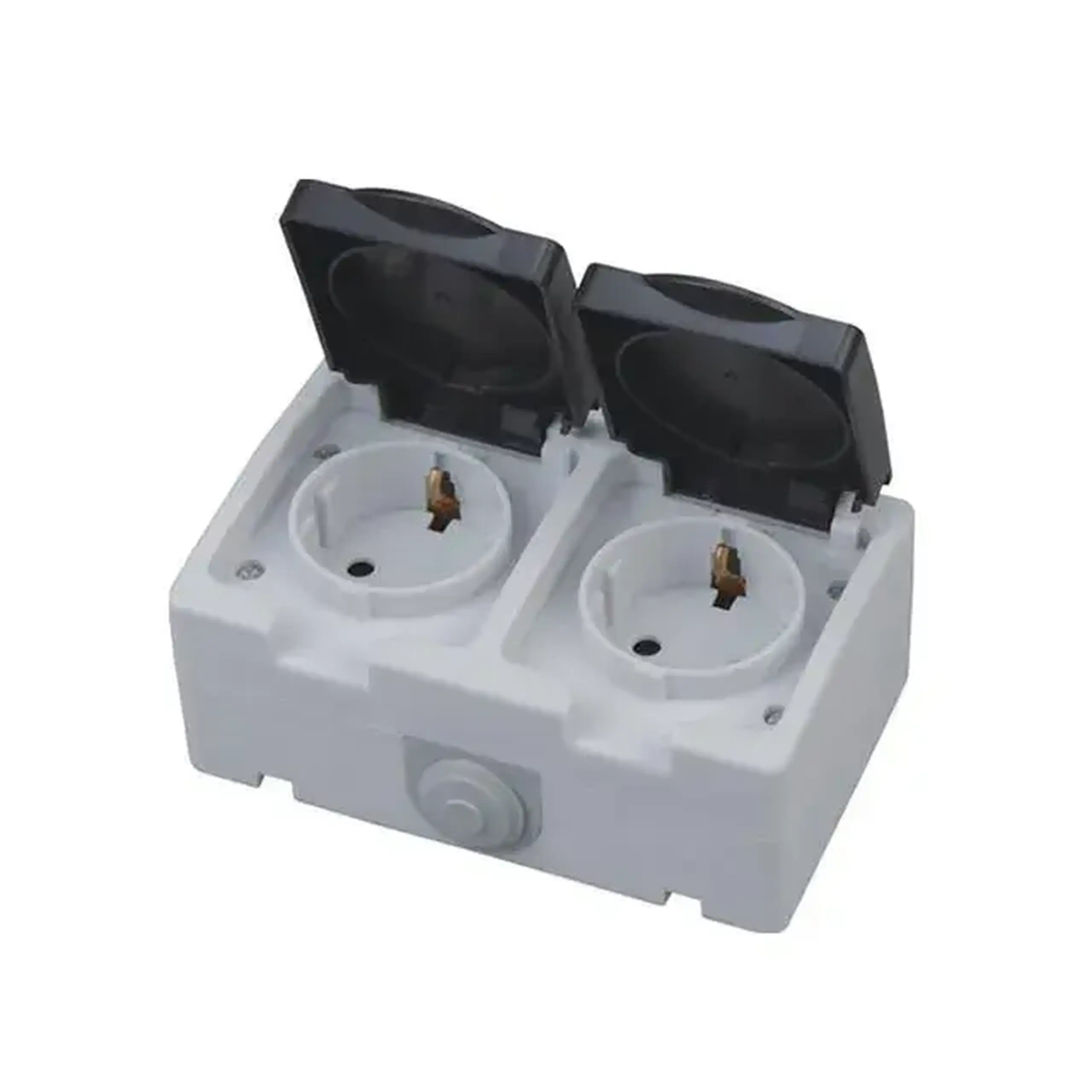 Priză dublă exterioară ATOM 16 A 250 V negru/Sur Horoz