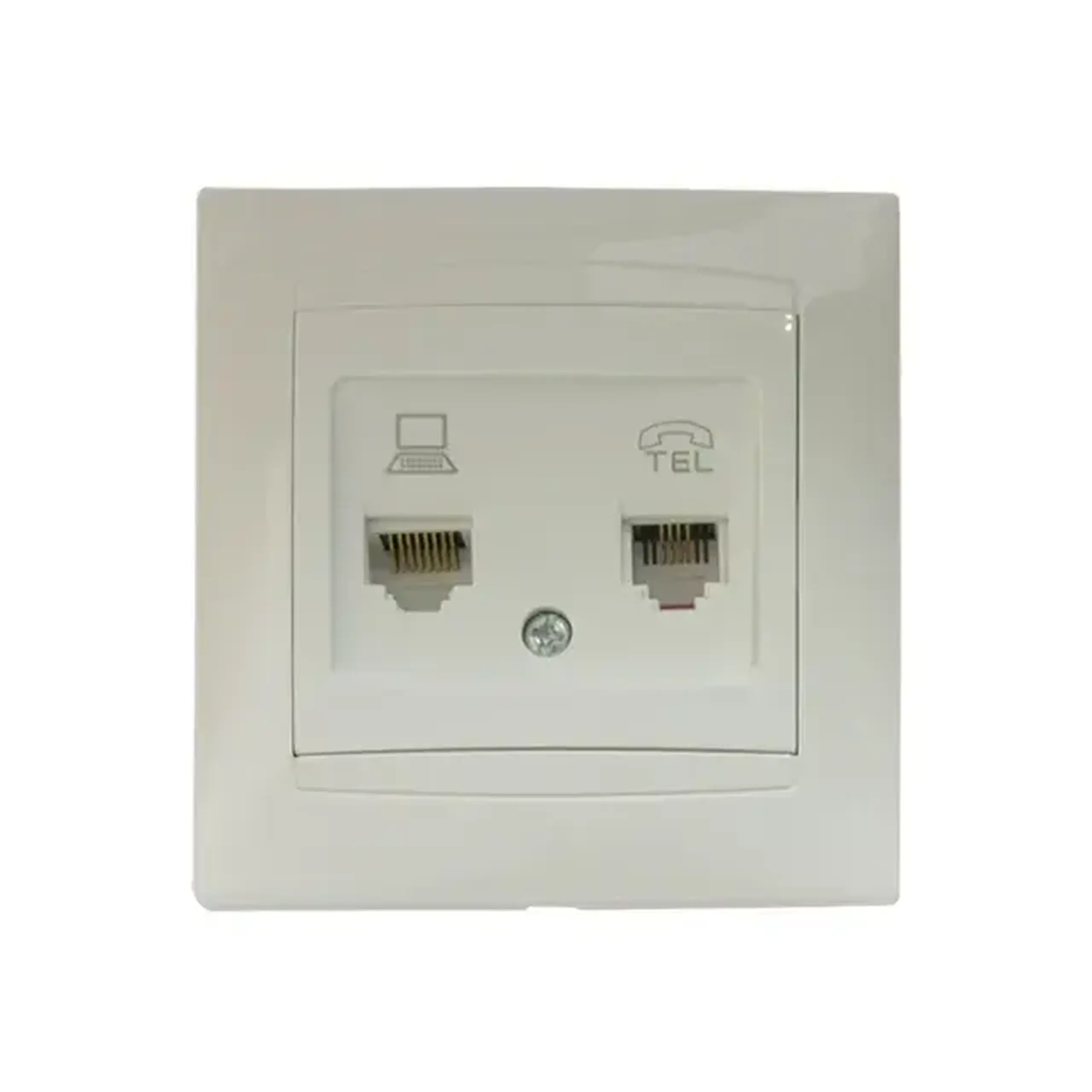 Priză dublă RJ45+RJ11 JASMIN 10 A 230 V alb Elmos