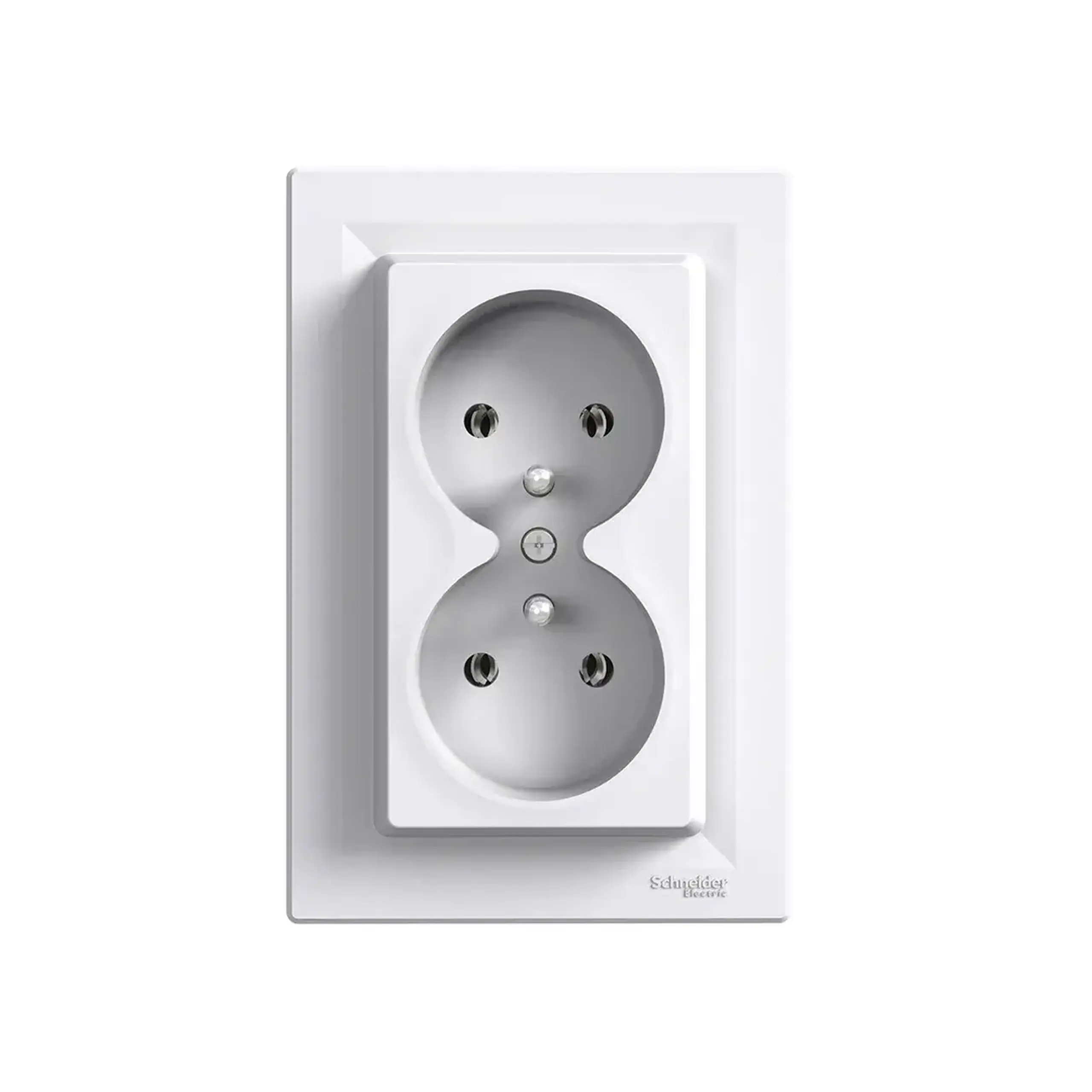 Priză dublă ASFORA 16 A 250 V alb Schneider-Electric - Dimensiuni (L x W x H x Ø) 123 x 83 x 46 mm