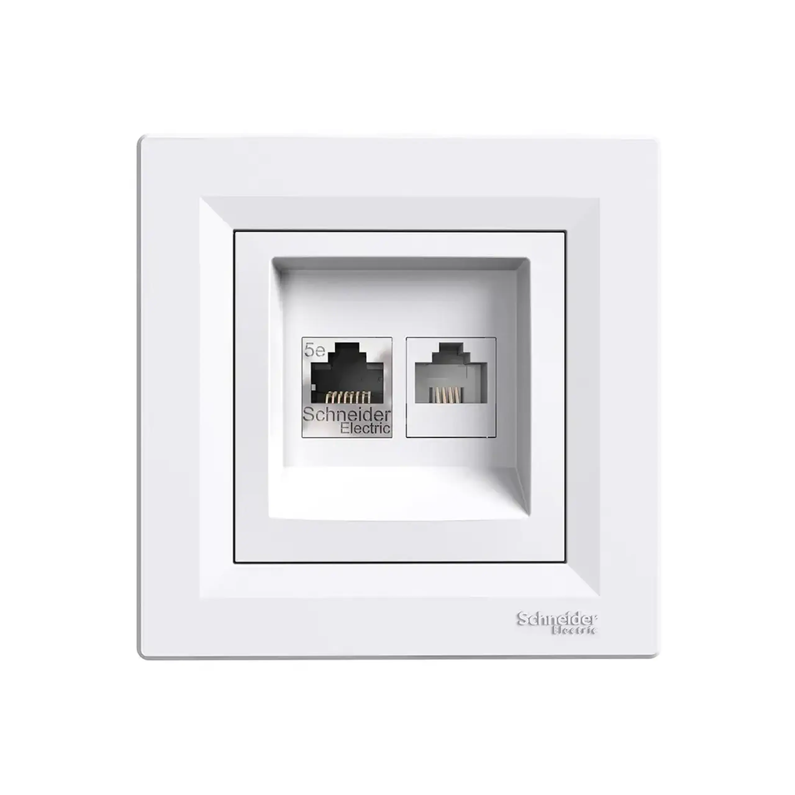 Priză de date dublă ASFORA alb Schneider-Electric - Tip RJ11+ RJ45