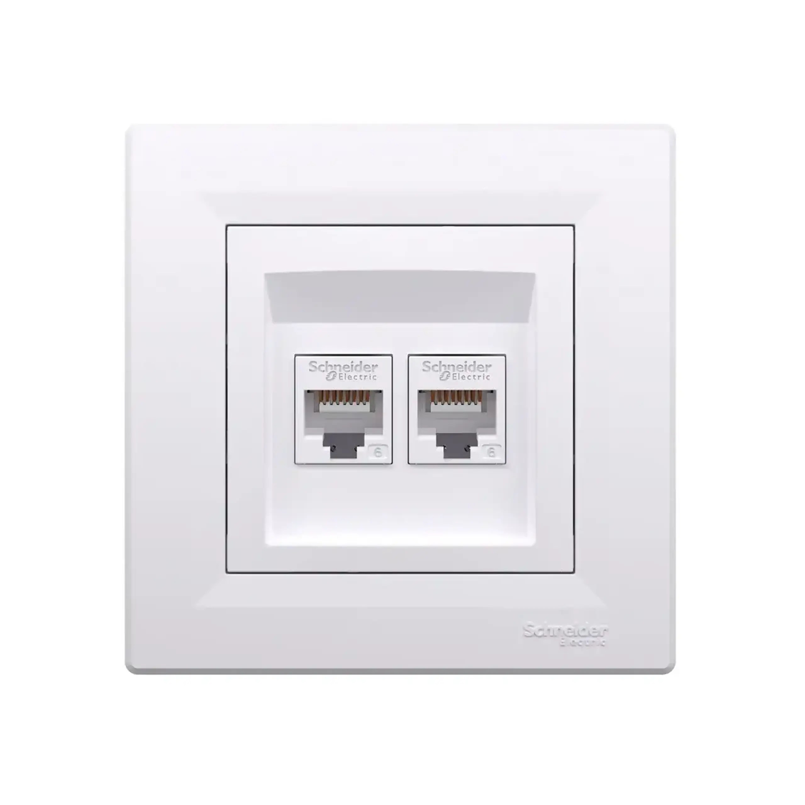 Priză de date ASFORA alb Schneider-Electric - 2 RJ45 CAT6 UTP