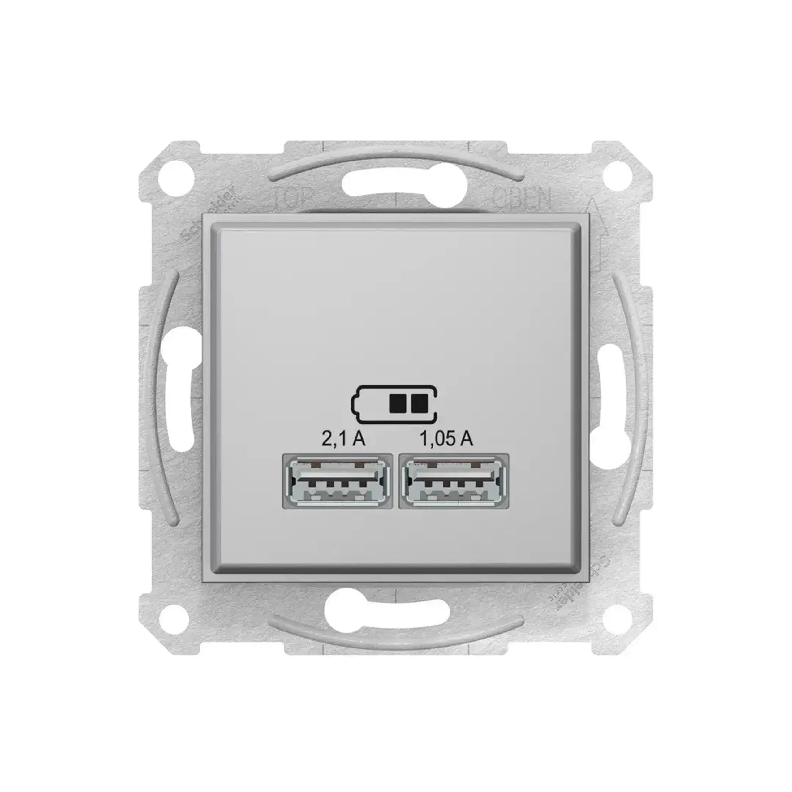 Priză încărcător USB SEDNA 1.05/2.1 A 100 - 240 V aluminiu Schneider-Electric