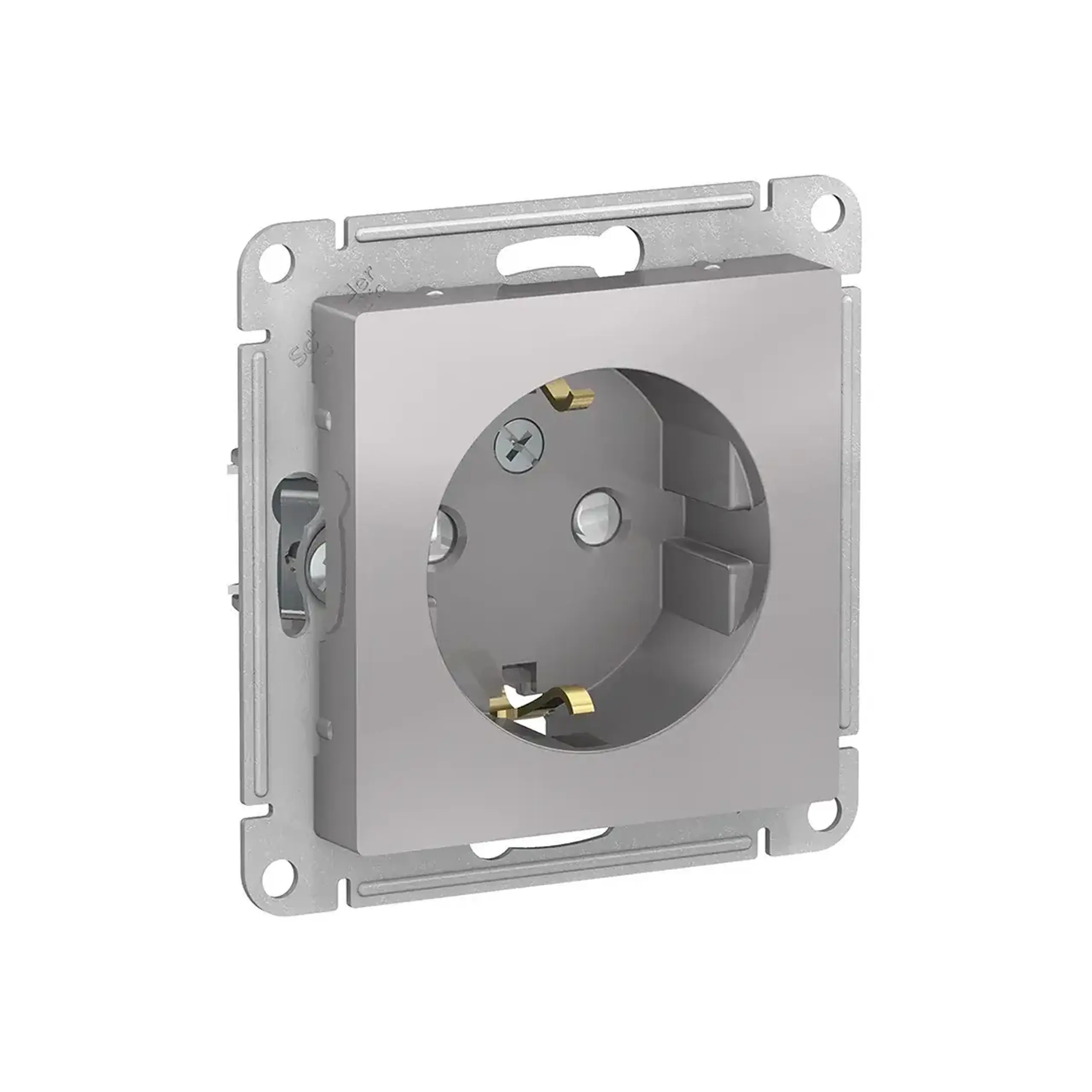 Priză unitară cu obturator atlas Design 16 A 250 V aluminiu Schneider-Electric