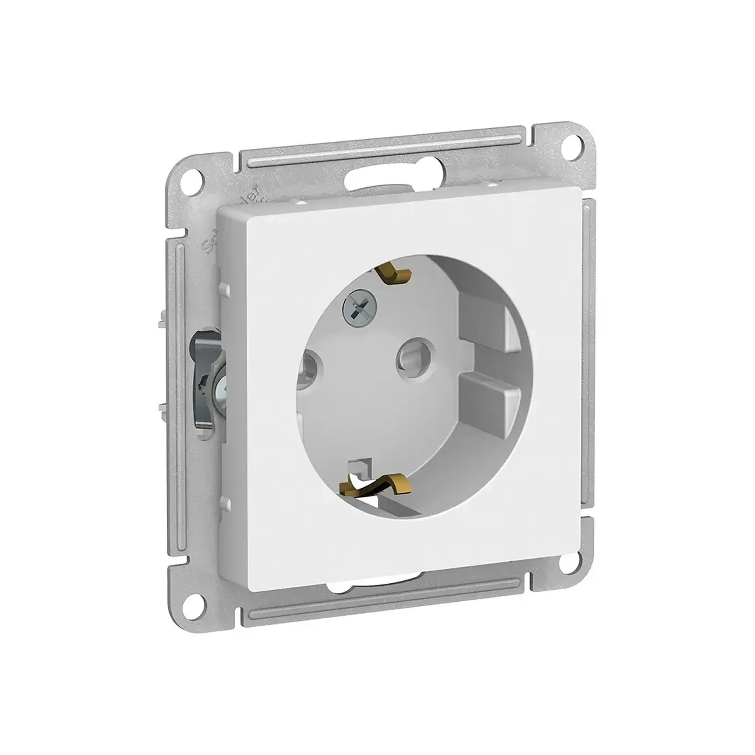 Priză unitară cu obturator atlas Design 16 A 250 V alb Schneider-Electric - Nr. Poli 2P+PE