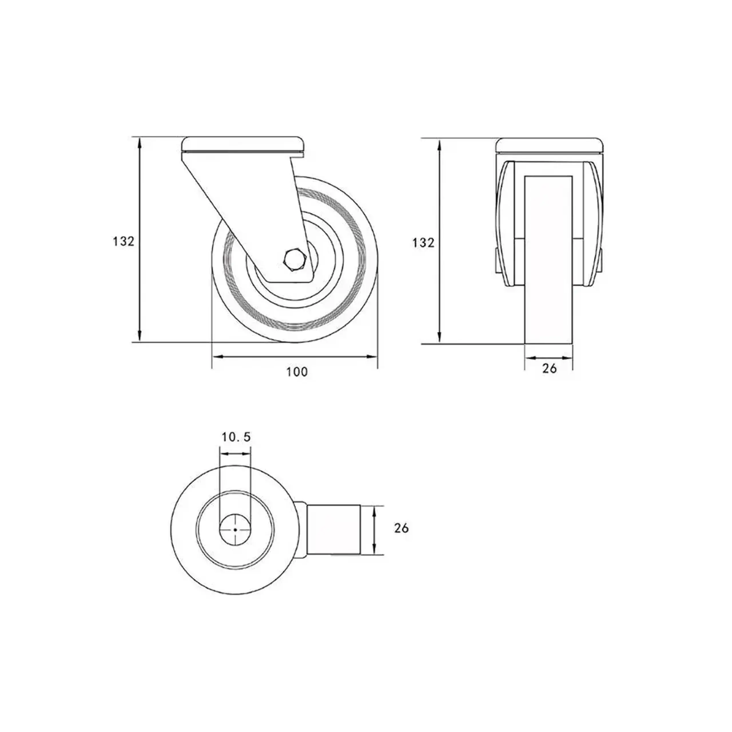 Roată mobilă pentru cărucior 100 mm Vorel
