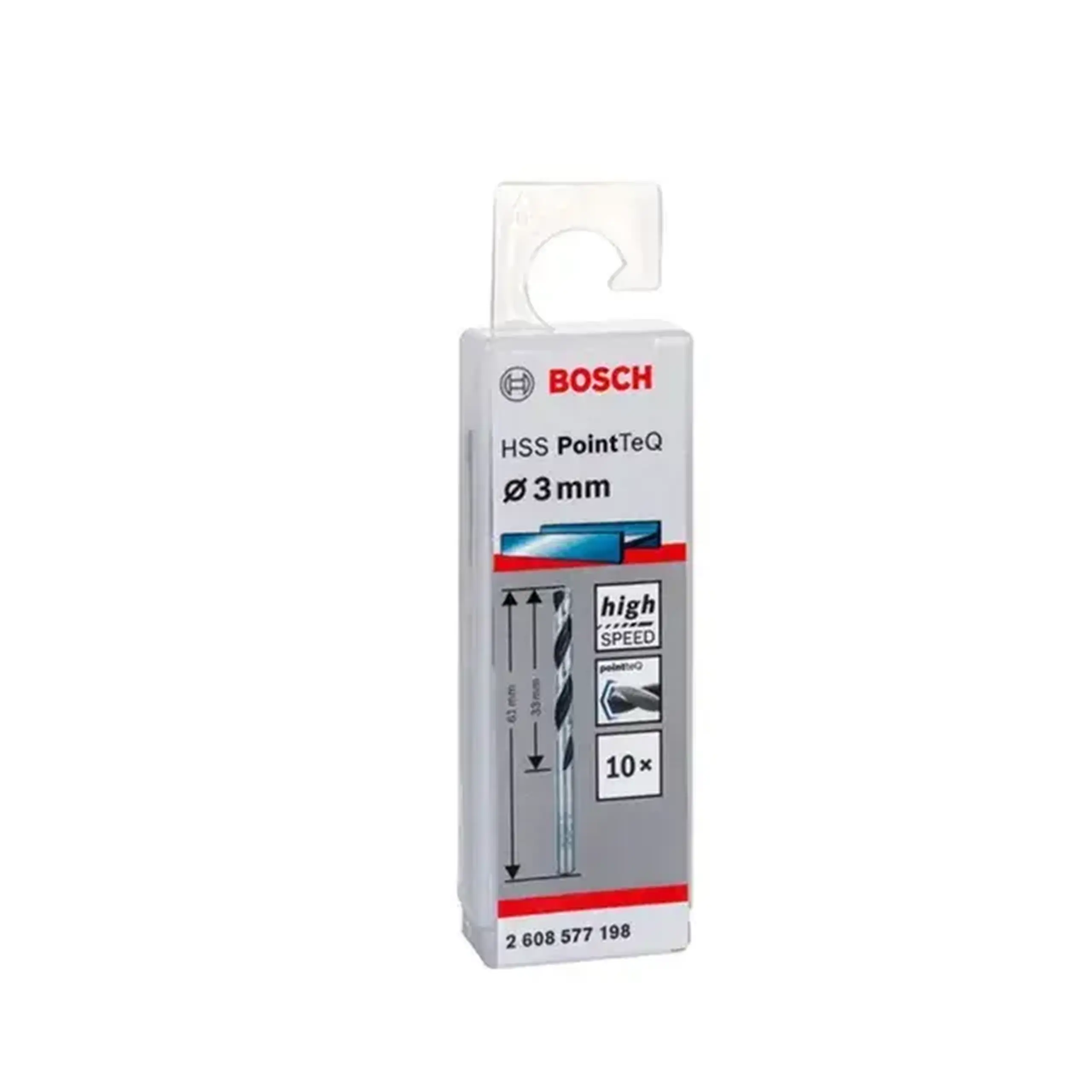 Set burghie 10 buc. pentru metal POINTTEQ 3 mm Oțel HSS Cilindric Bosch