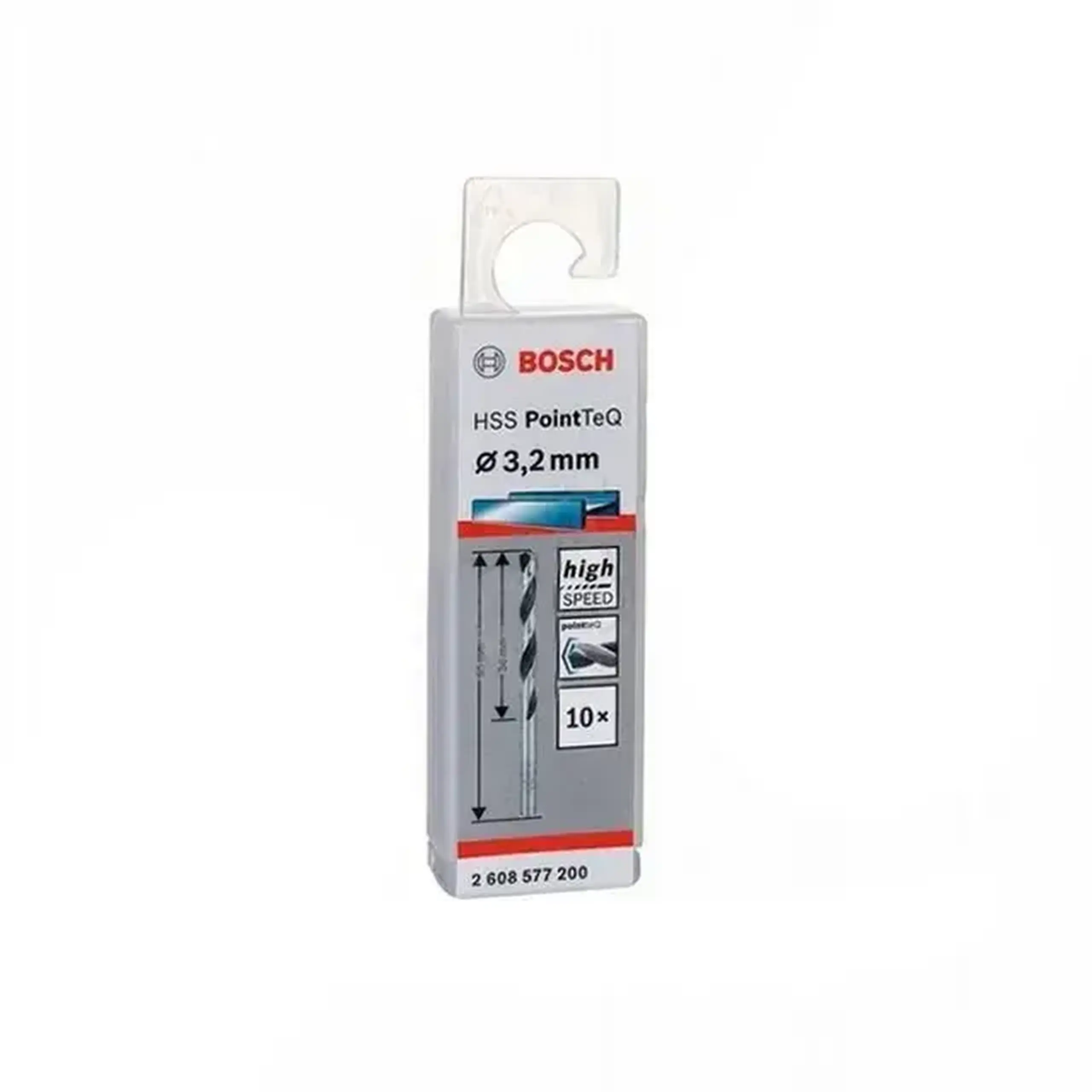 Set burghie 10 buc. pentru metal POINTTEQ 3.2 mm Oțel HSS Cilindric Bosch