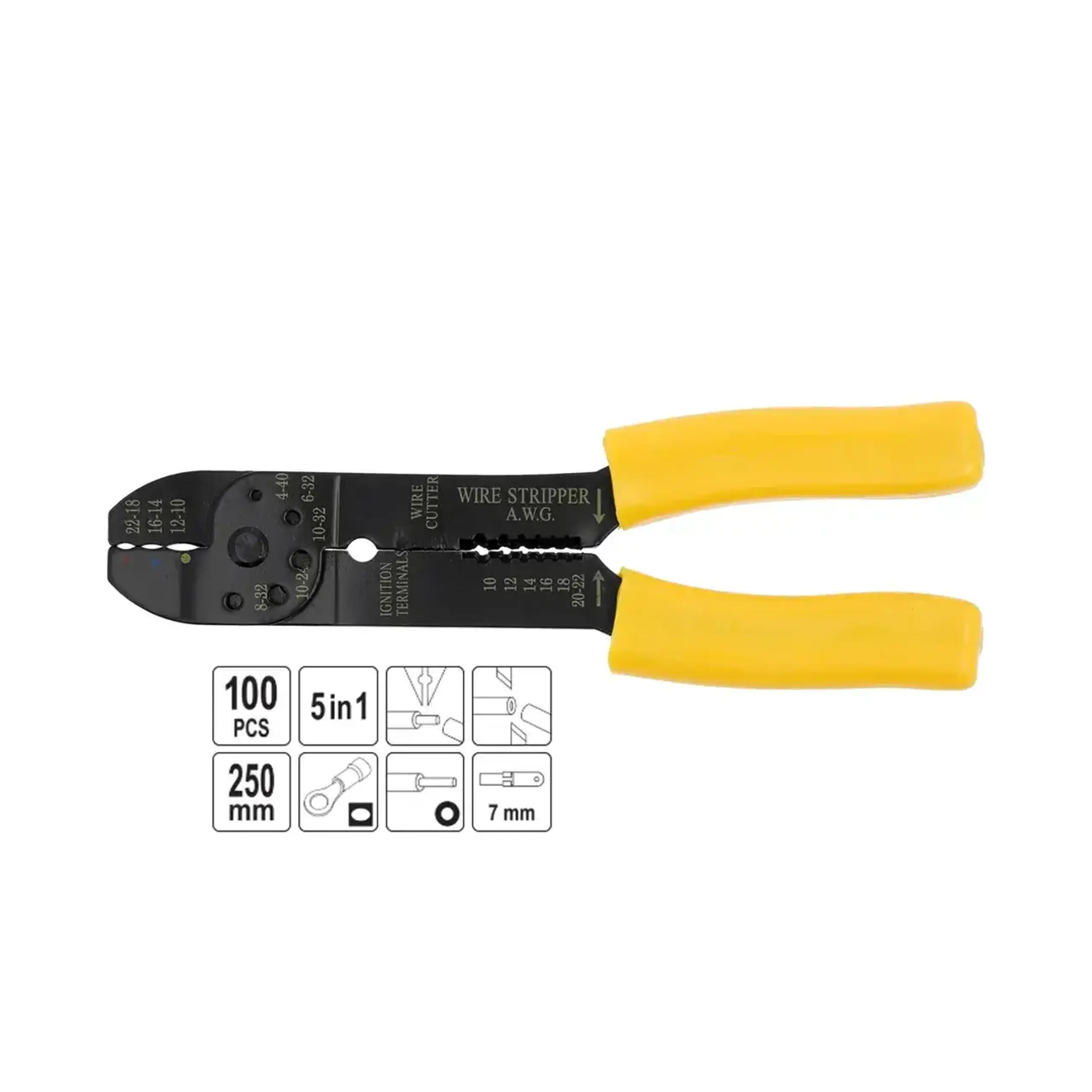 Clește de strângere și curățire a cablurilor 1.5 - 6 mm² 5 în 1 250 mm Toya