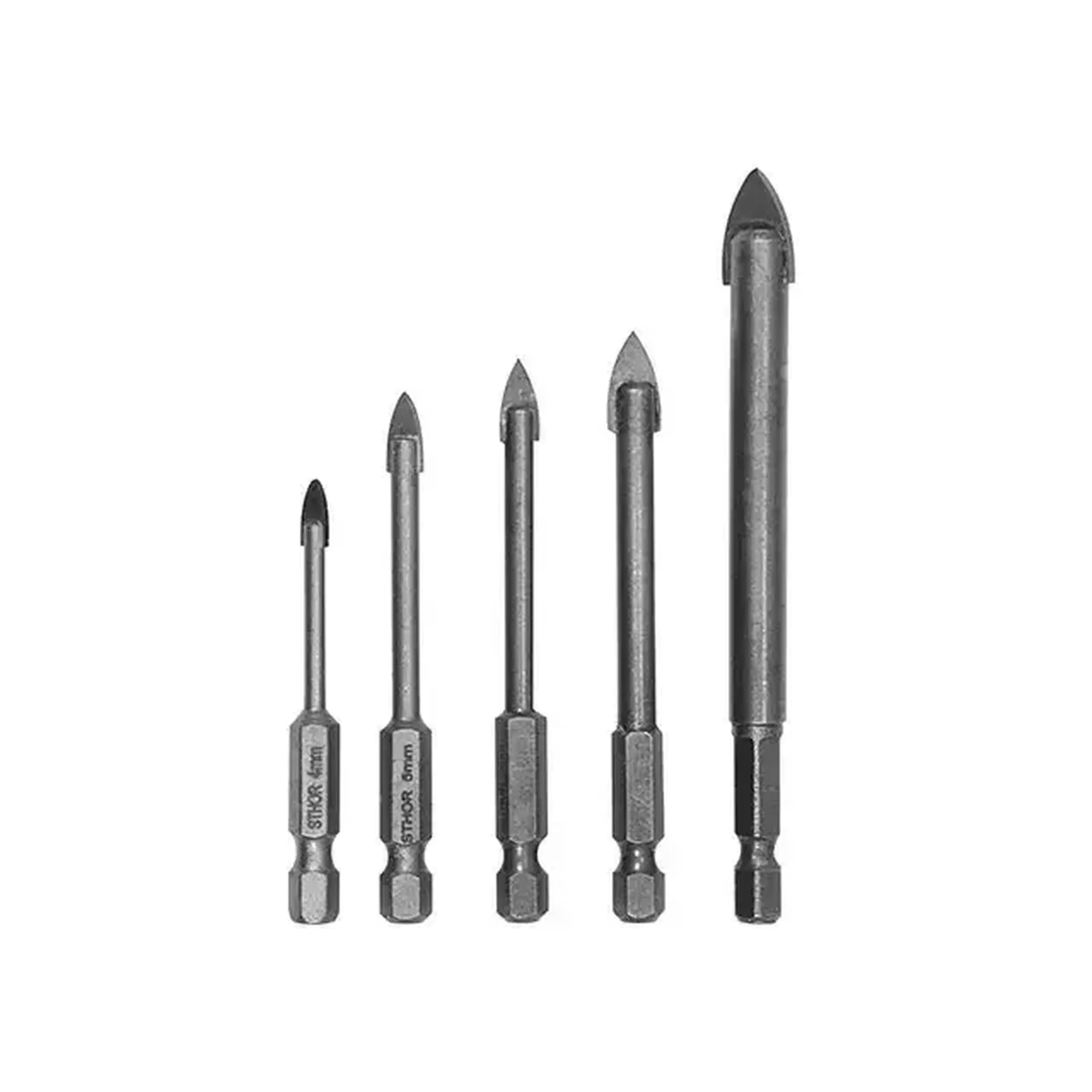 Set burghie 5 buc. pentru sticlă/ceramică 4 - 10 mm Oțel Hexagonal Sthor