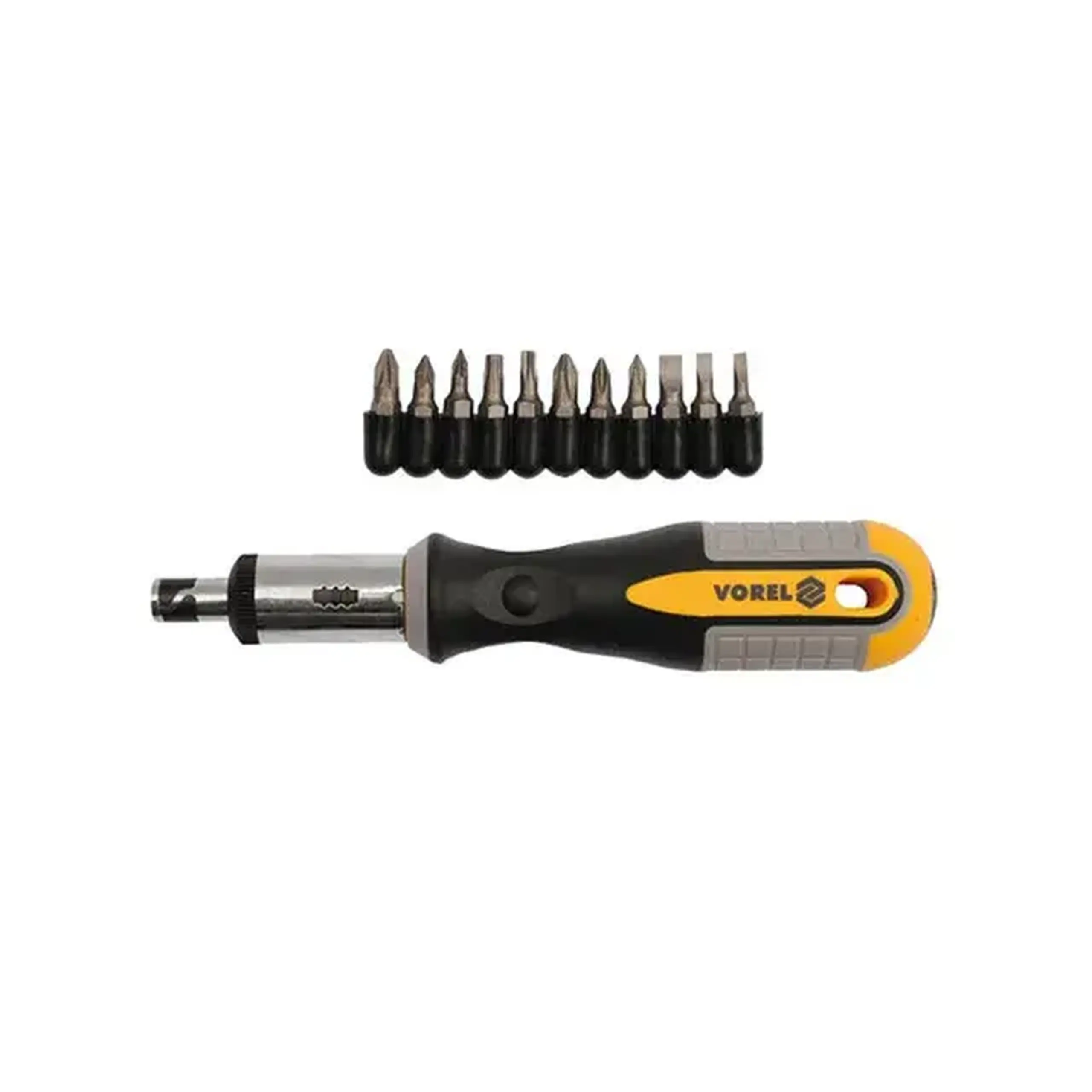 Șurubelniță cu clichet+ biți 12 25 mm Vorel