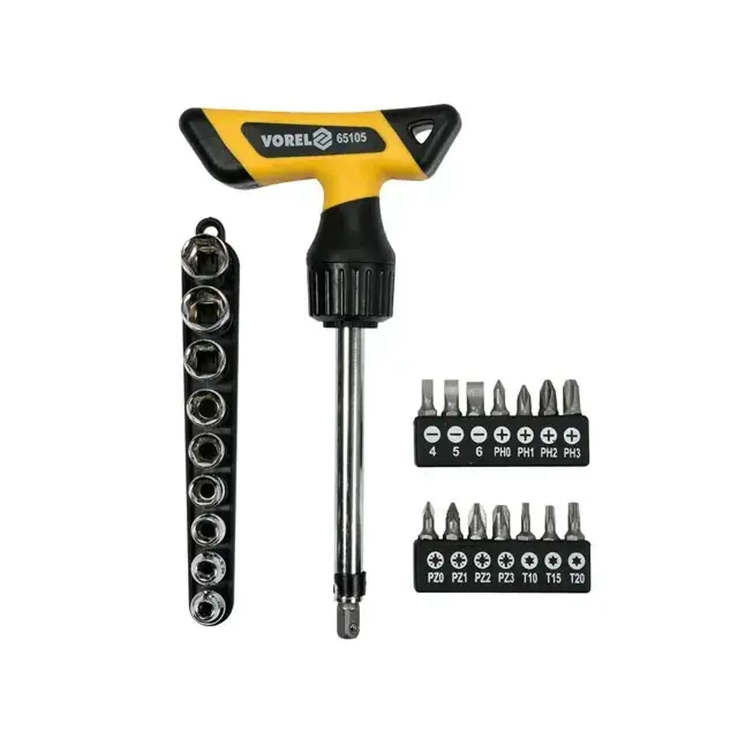 Șurubelniță cu duze și biți 65105 25 buc. 1/4'' SL/PH/PZ/TORX Vorel