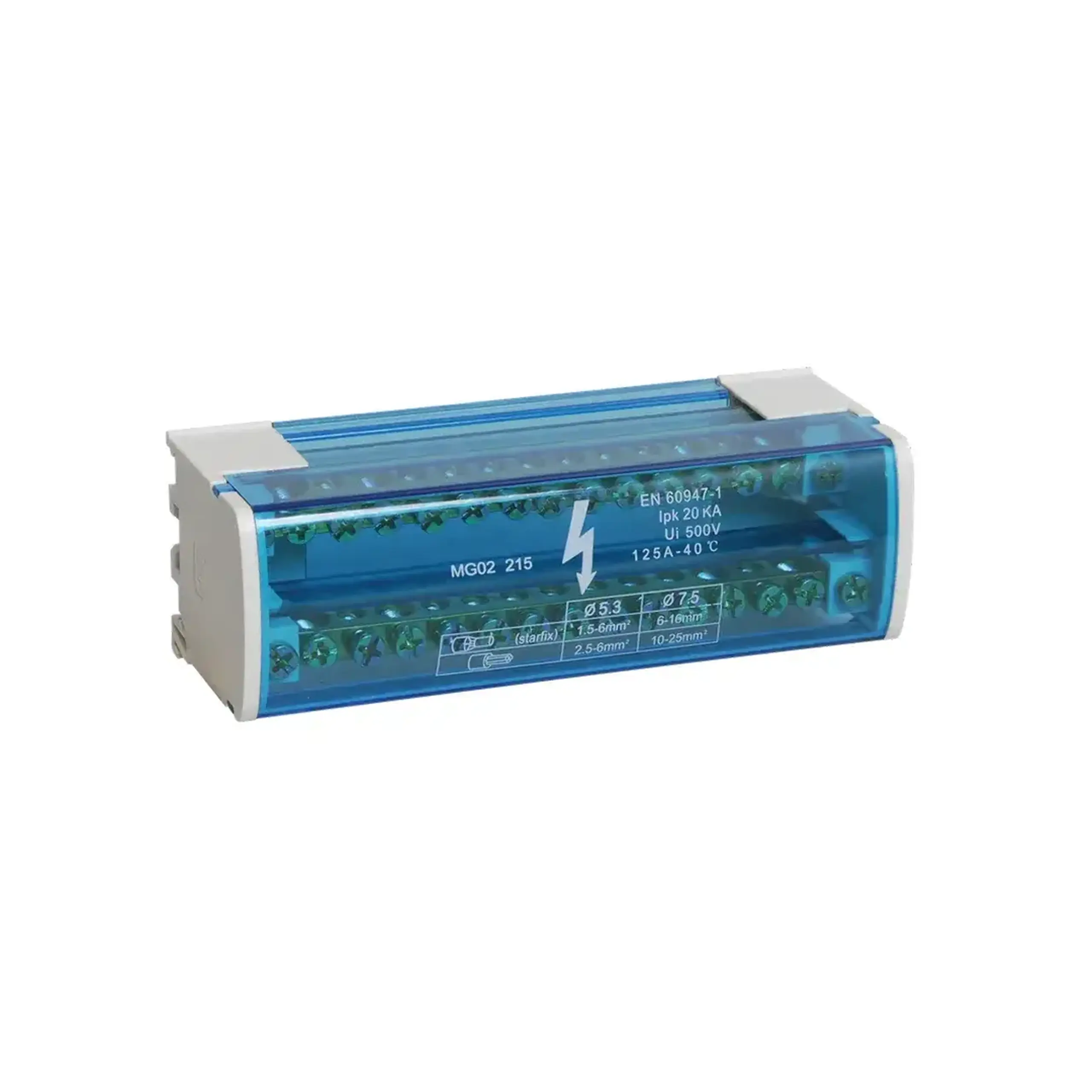 Bloc de distribuție MG02 125 A 500 V KASAN - Tip 2 x 15