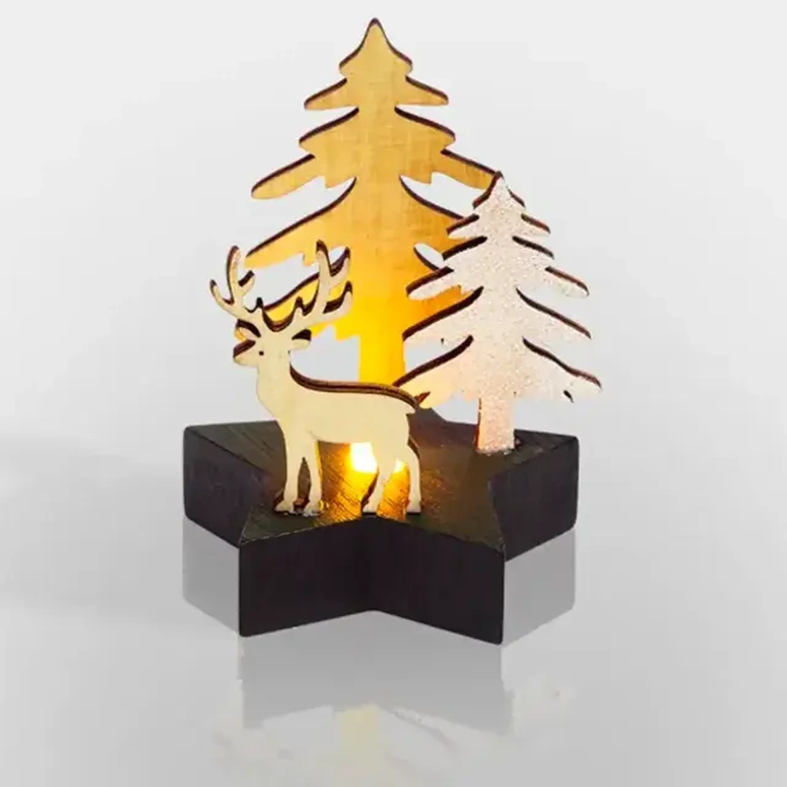 Figurină led Cerb 9 x 8 x 10 cm Lemn/sticla Rexant