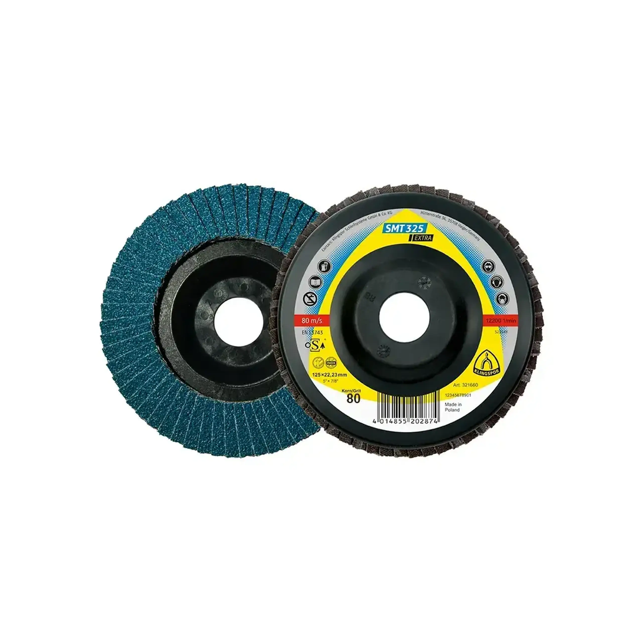 Disc lamelar frontal curbat EXTRA SMT325 P80 125 * 22 mm Klingspor