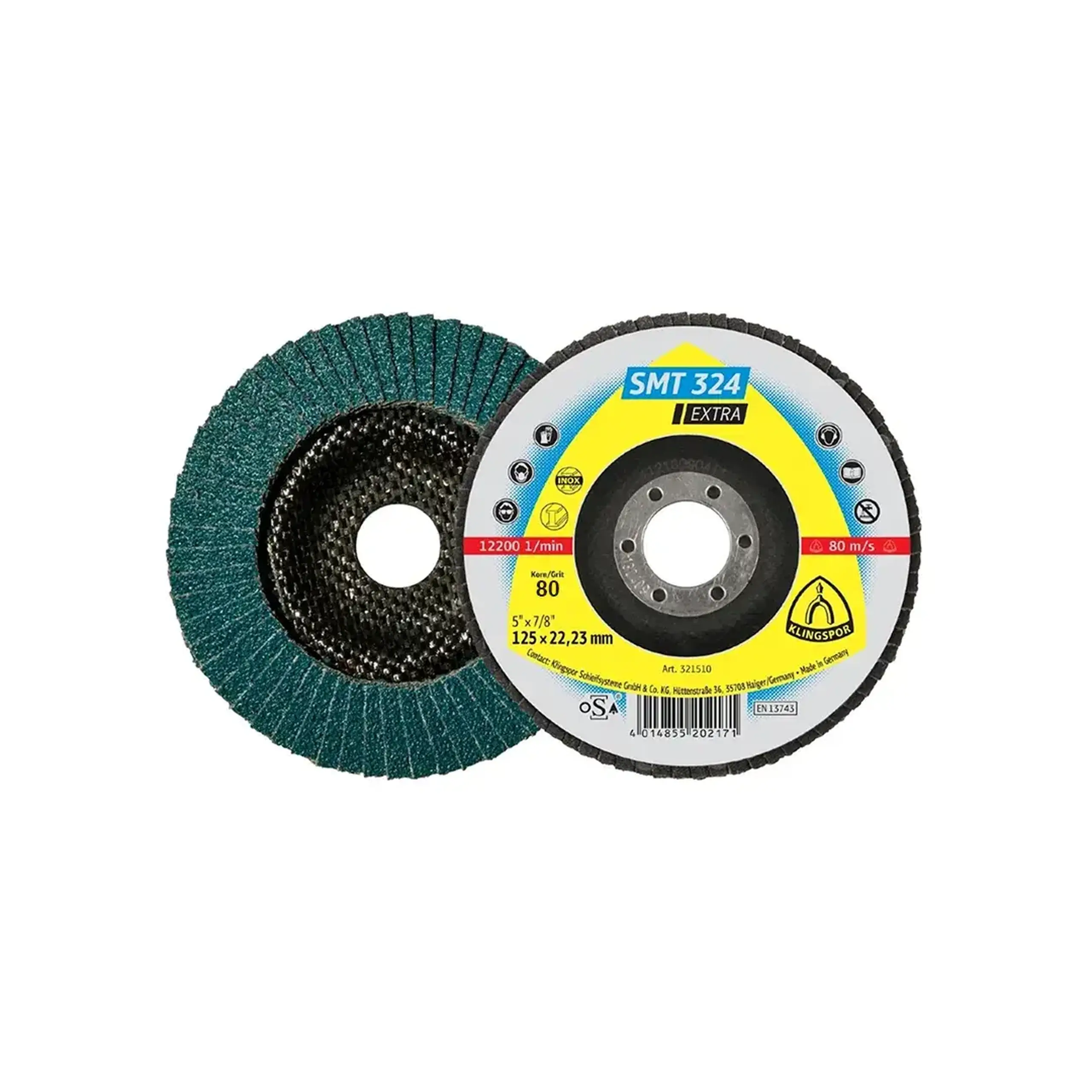 Disc lamelar frontal curbat EXTRA SMT325 P80 125 * 22 mm Klingspor
