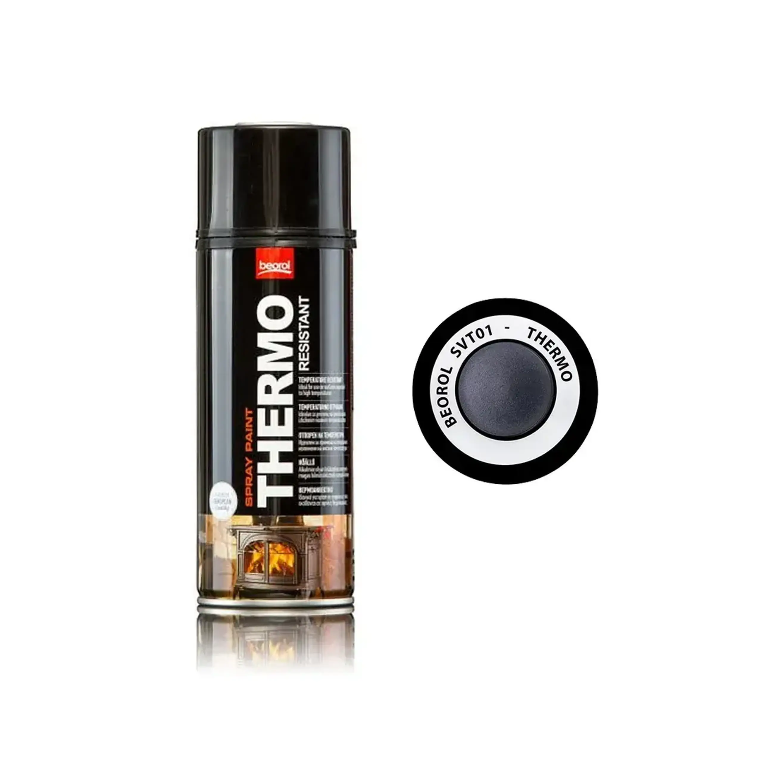 Email spray rezistent la temperatură THERMO negru 400 ml Beorol