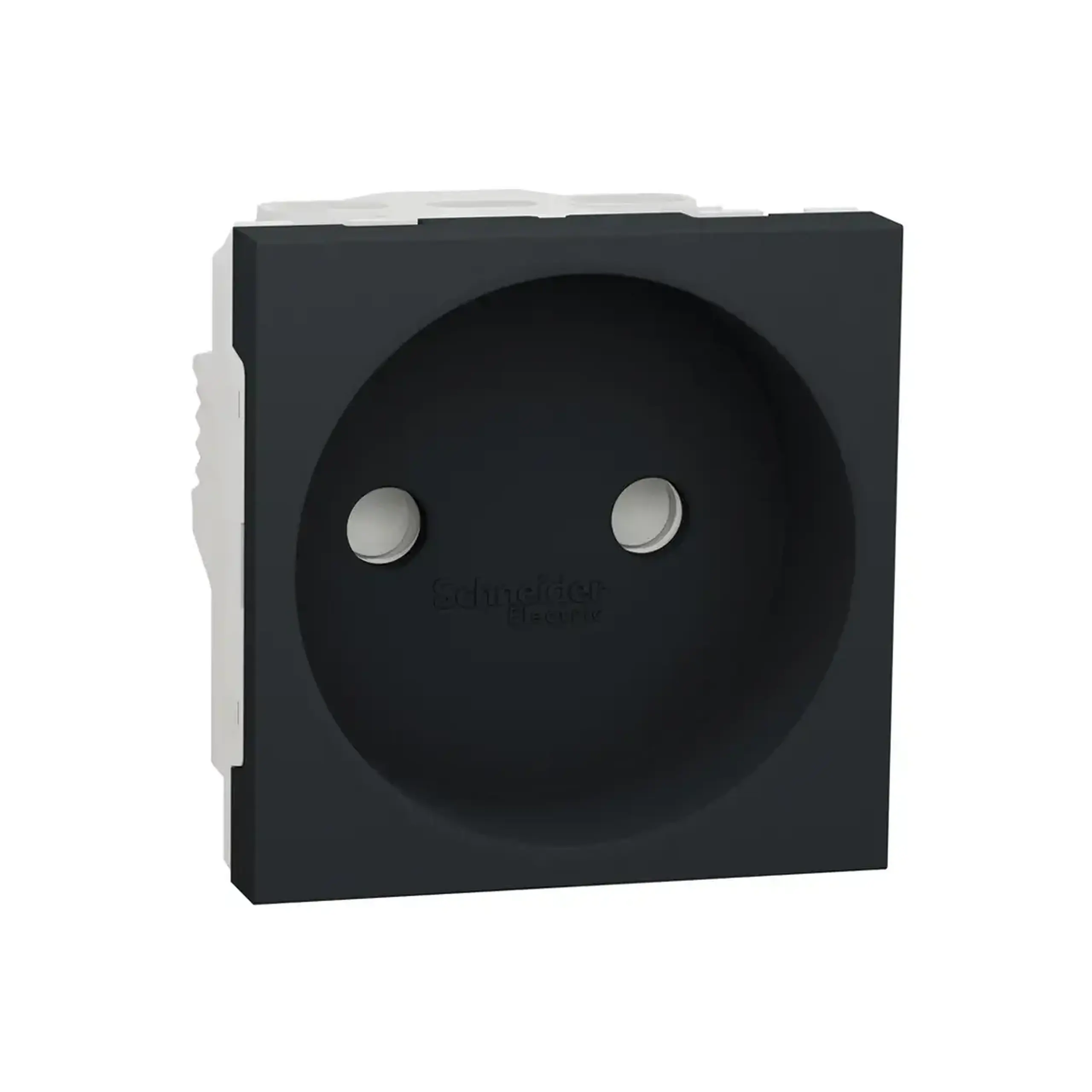 Priză unitară cu obturator unica Studio 16 A 220 - 240 V antracit Schneider-Electric - Dimensiuni (L x W x H x Ø) 45 x 45 x 37 mm