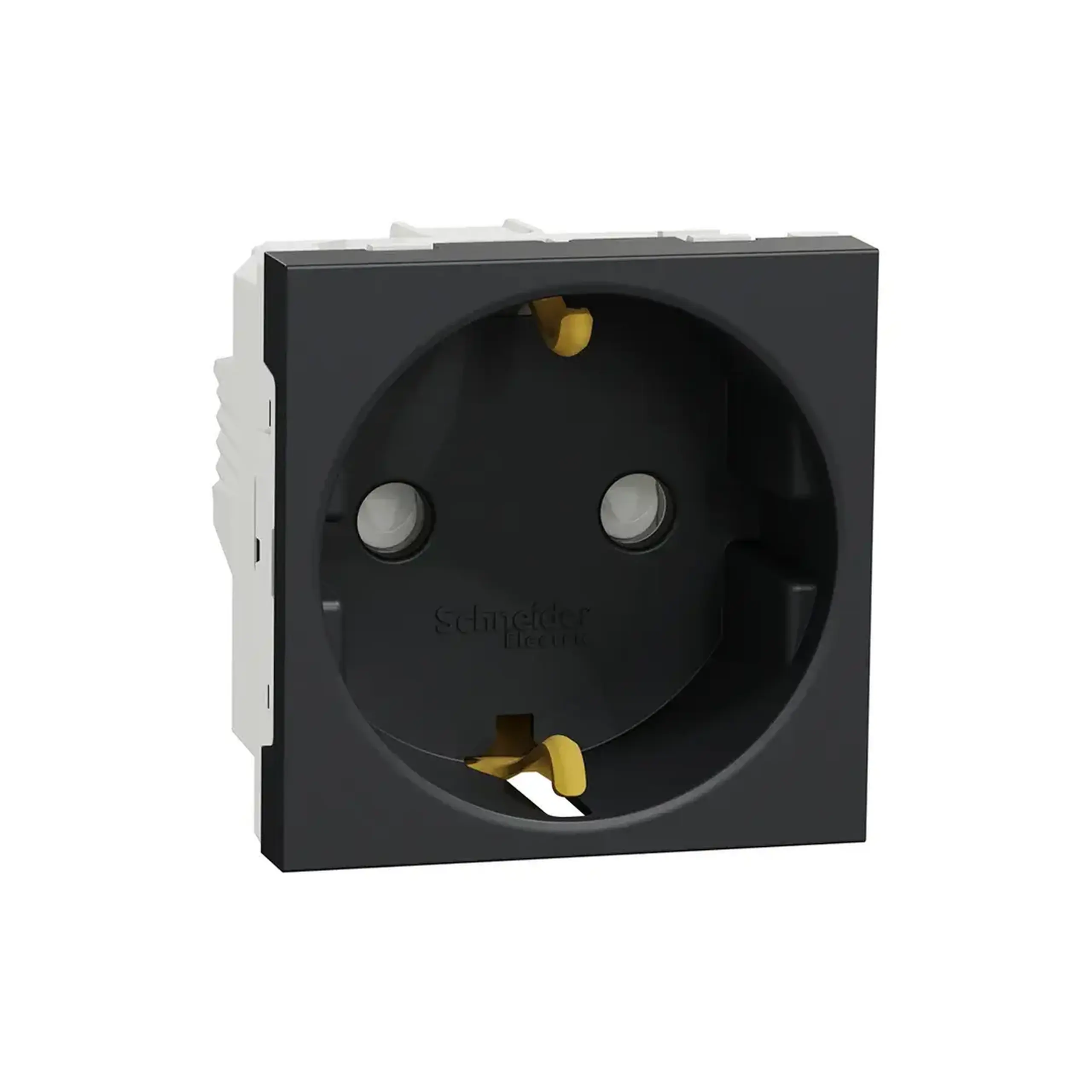 Priză unitară cu obturator unica Studio 16 A 220 - 240 V antracit Schneider-Electric - Dimensiuni (L x W x H x Ø) 45 x 45 x 40 mm