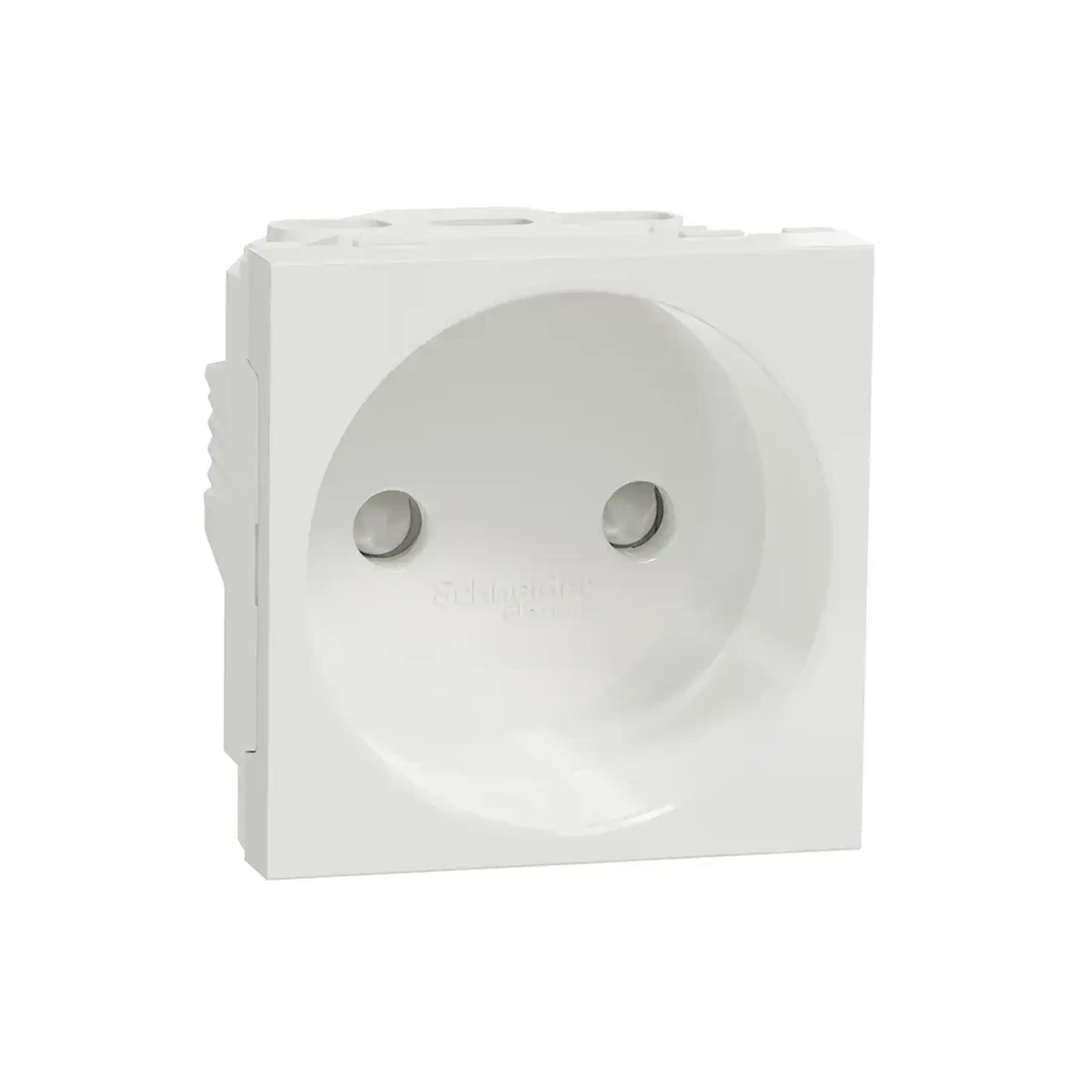 Priză unitară cu obturator unica Studio 16 A 220 - 240 V alb Schneider-Electric - Dimensiuni (L x W x H x Ø) 45 x 45 mm