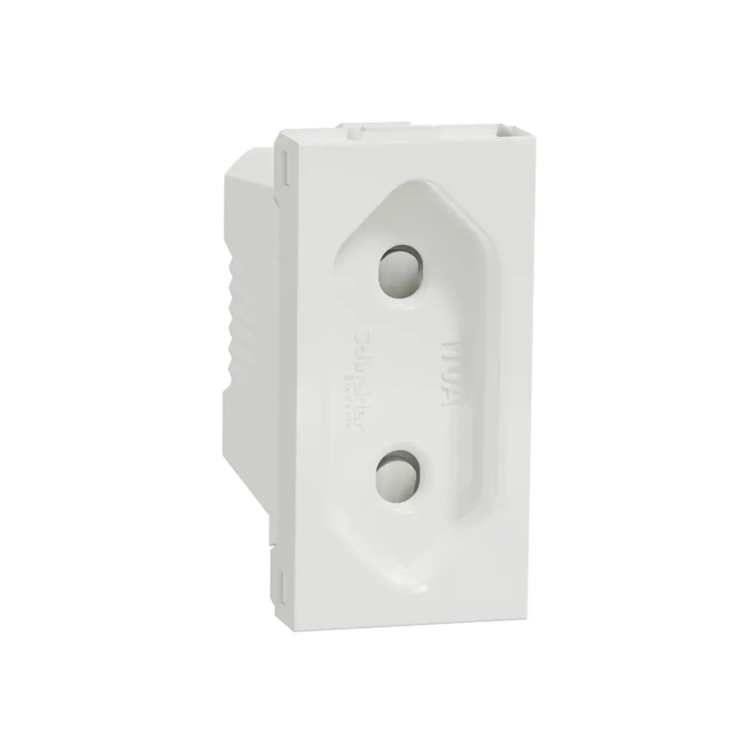 Priză unitară cu obturator unica Studio 16 A 220 - 240 V alb Schneider-Electric - Dimensiuni (L x W x H x Ø) 45 x 22.5 x 39.3 mm