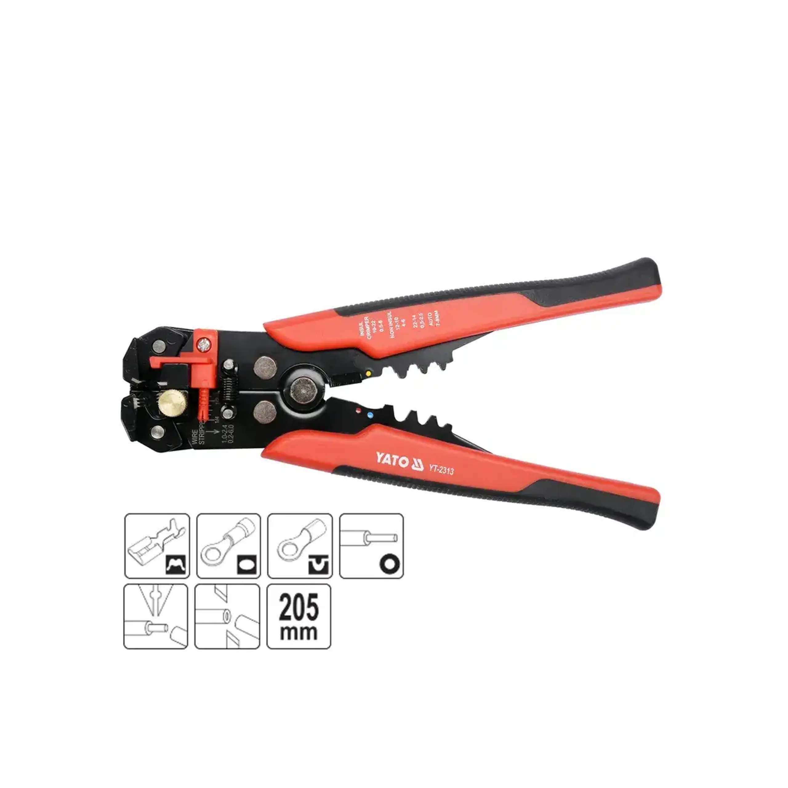 Clește automat de dezizolare și strângere 0.2 - 6 mm² 205 mm universal Yato