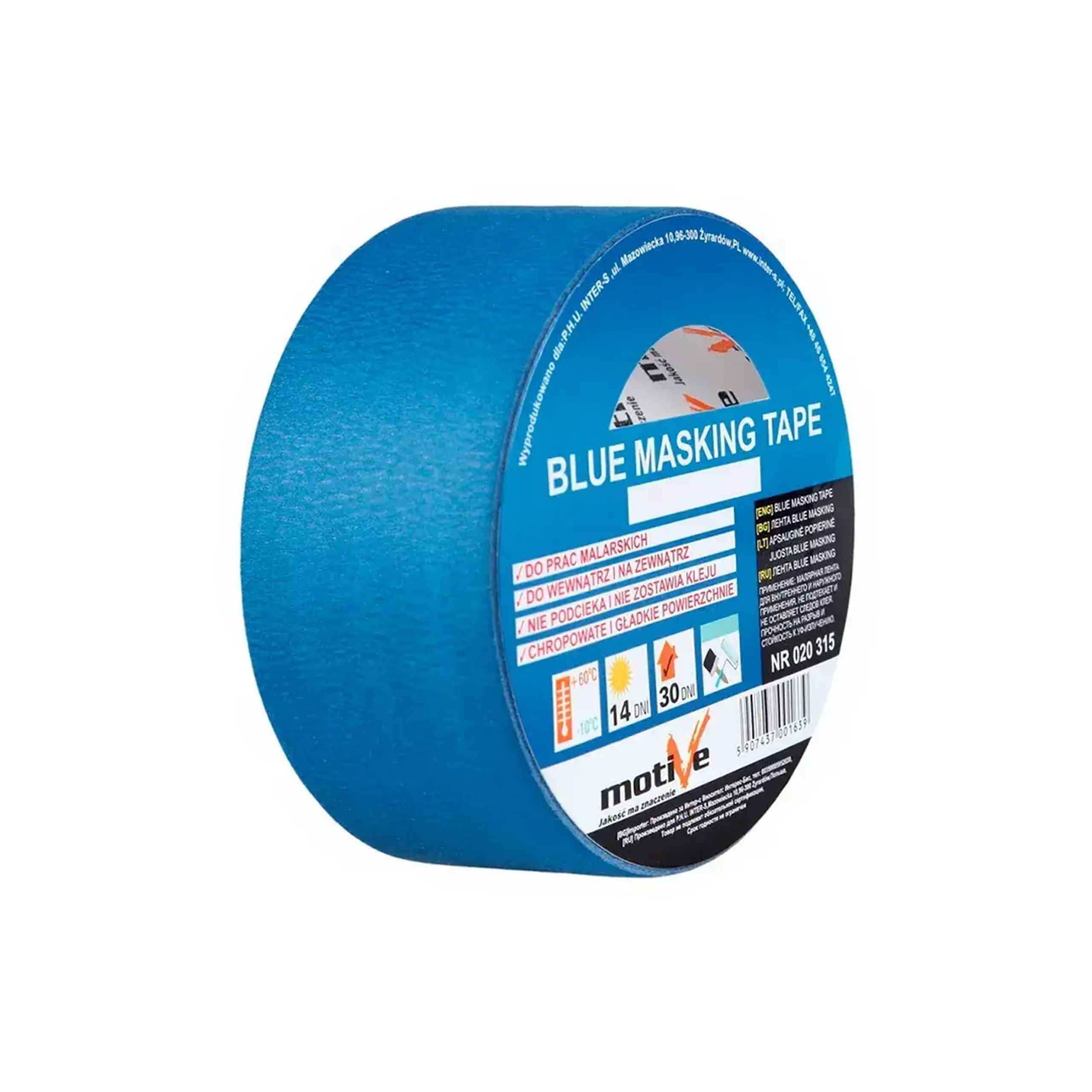 Bandă adezivă mascare Motive 020314 50 m x 38 mm albastru - Model 020314