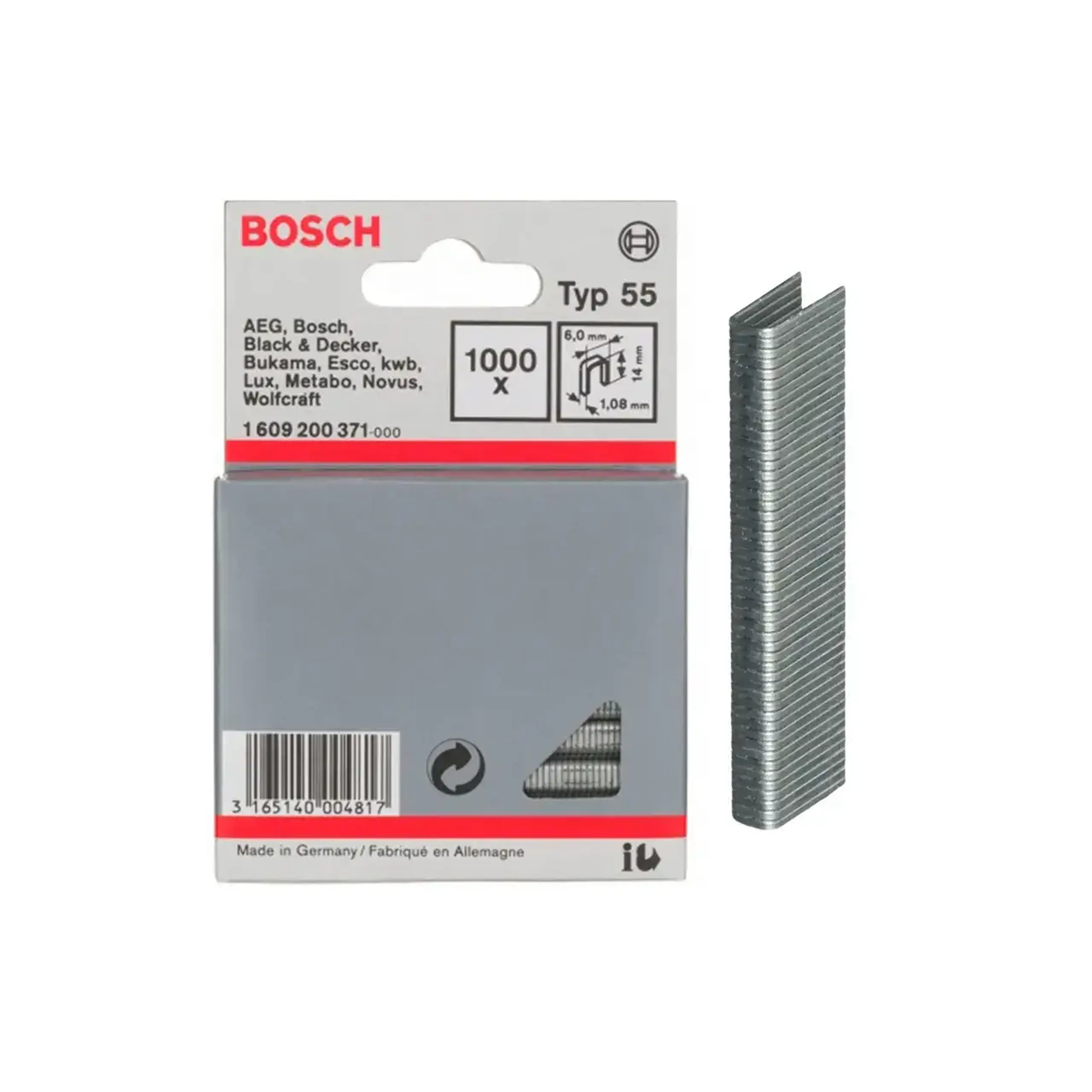 Scoabe B1609200371 60 x 108 x 14 mm 1000 buc Bosch