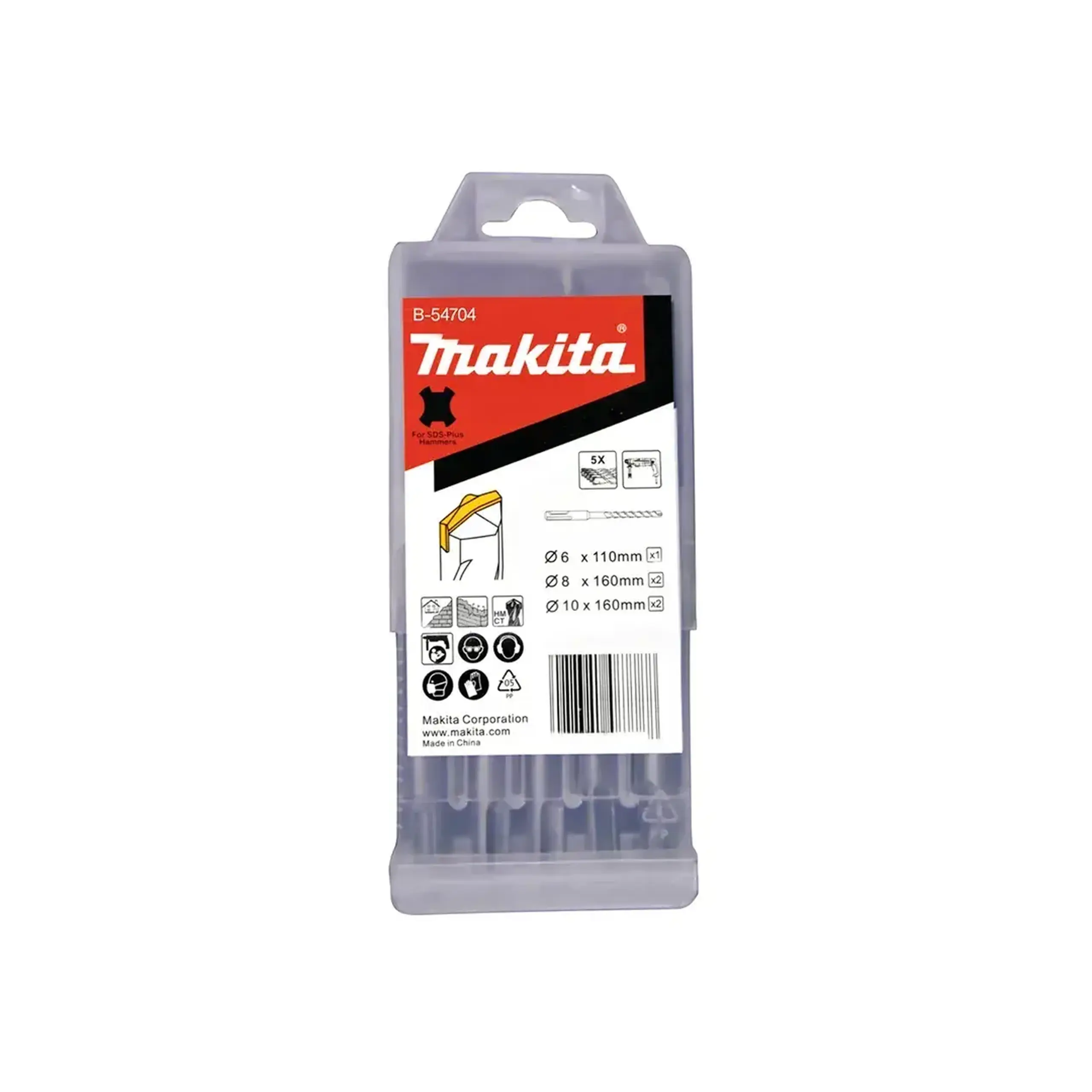 Set burghie 4 buc. pentru beton 5 - 10 mm Oțel SDS Plus Makita - 5 buc. 6 - 10 mm