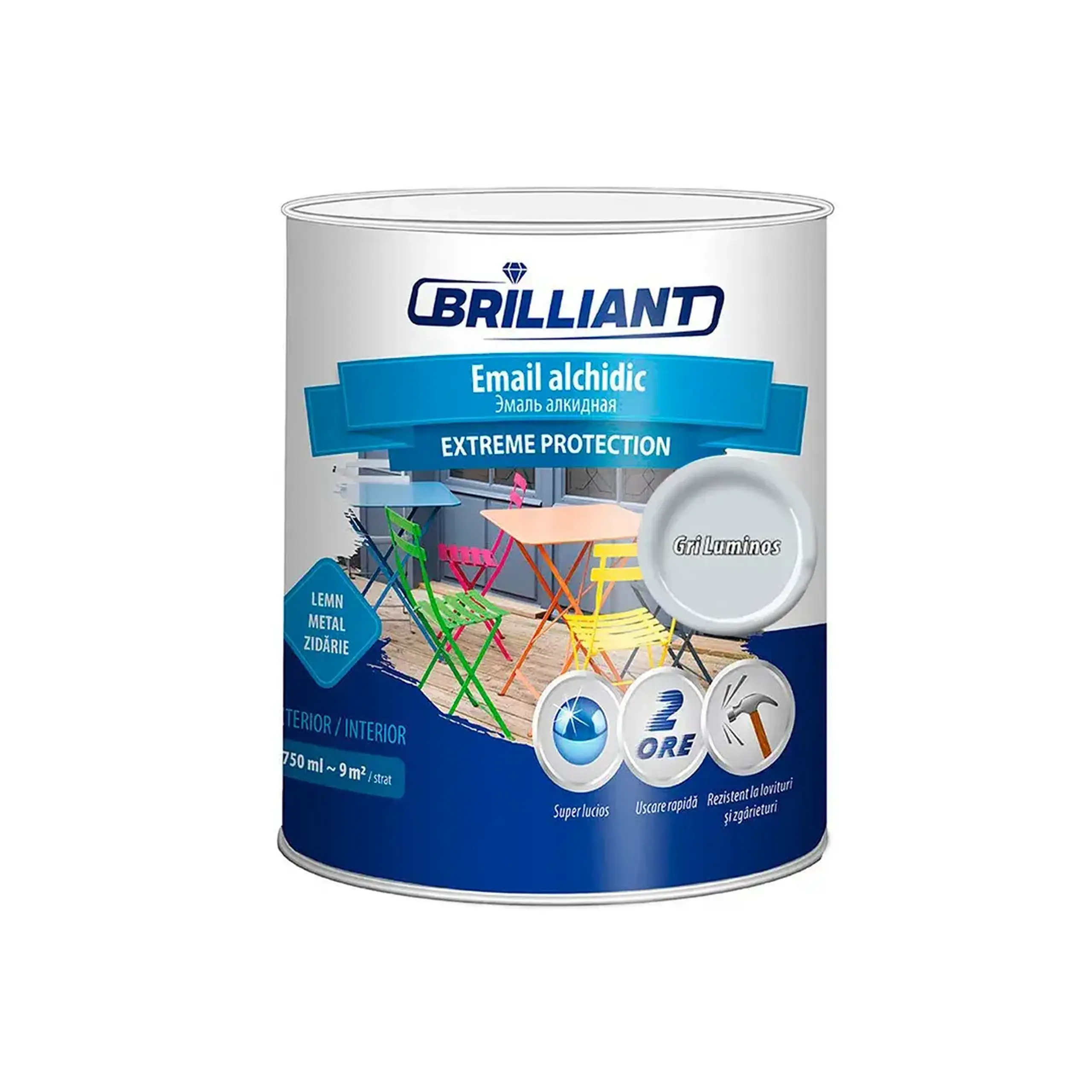 Email alchidic EXTREME PROTECTION Gri deschis 0.75 l Brilliant