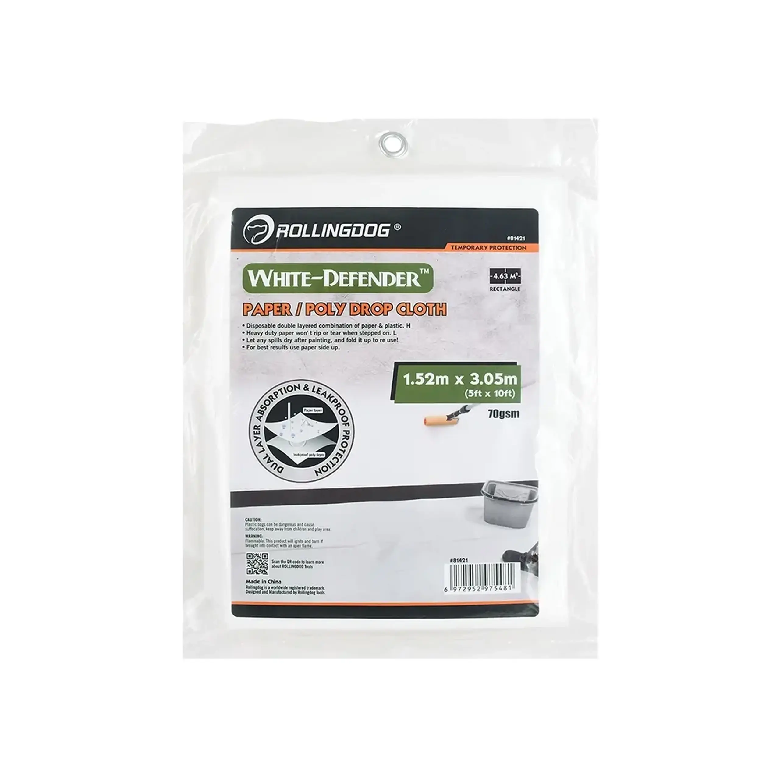 Pânză de protecție White-defender 1.52 x 3.05 m Rollingdog