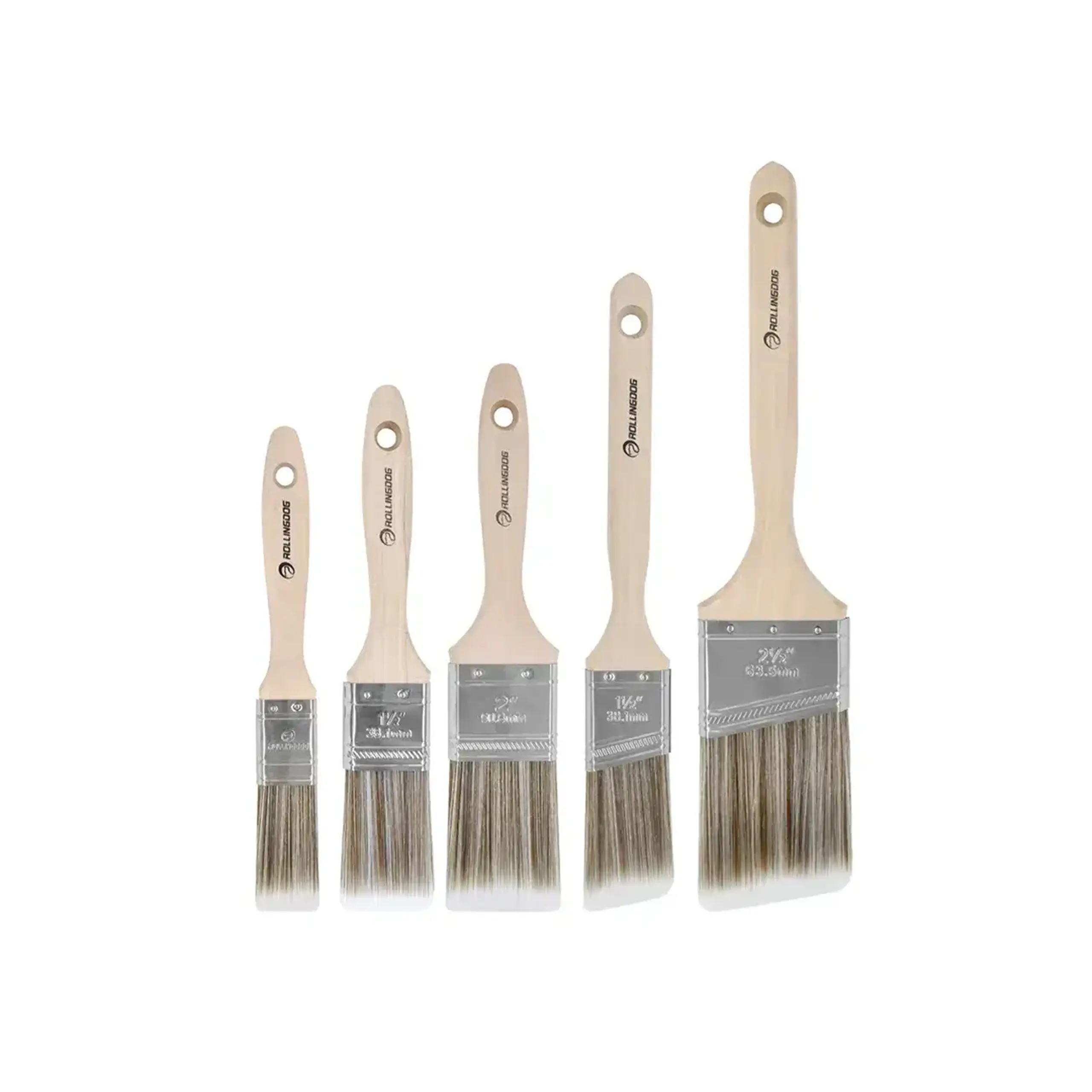 Set pensule cu mâner din lemn Pro 25 - 64 mm Rollingdog