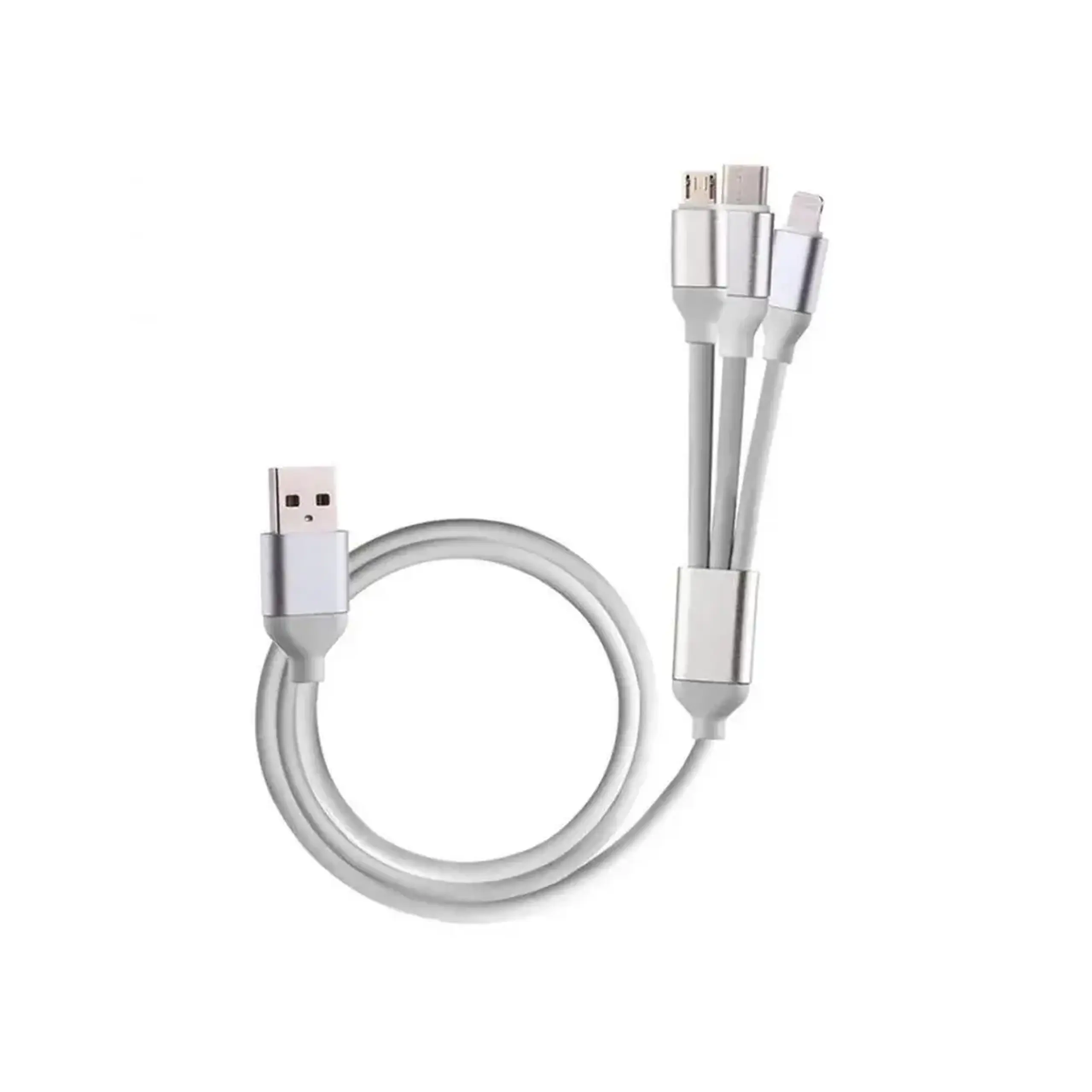 Cablu 3 în 1 USB A - MicroUSB/Type C/Lightning 1.2 m Pugan