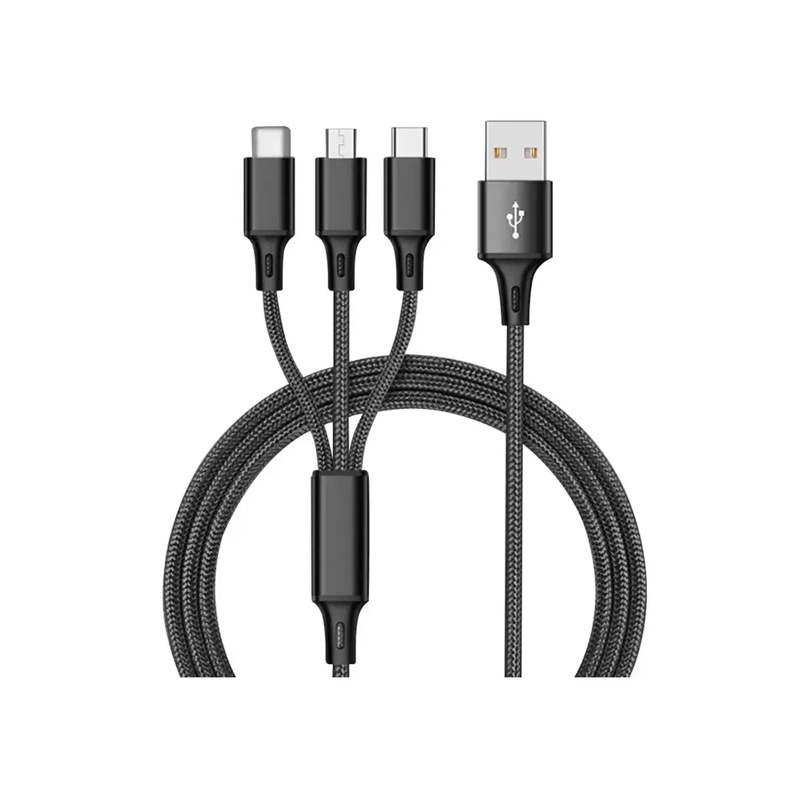 Cablu 3 în 1 USB A - MicroUSB/Type C/Lightning 1.2 m Pugan