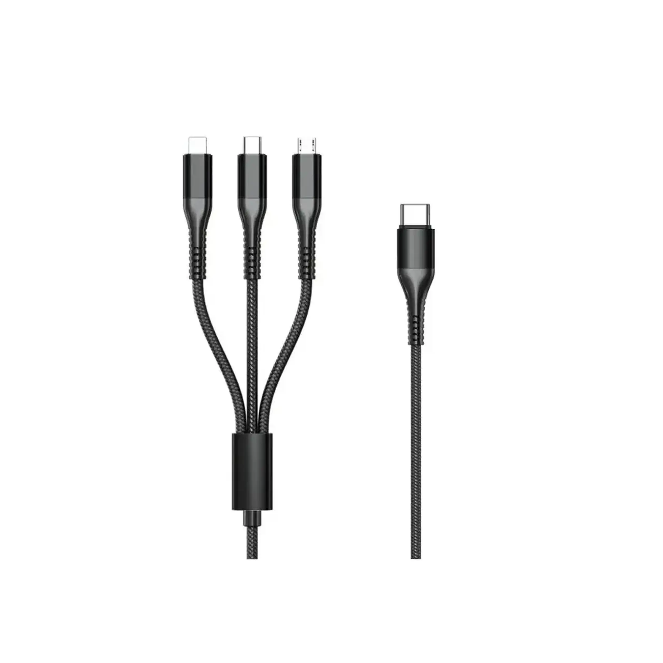 Cablu 3 în 1 USB Type C - MicroUSB/Type C/Lightning 1.2 m Pugan
